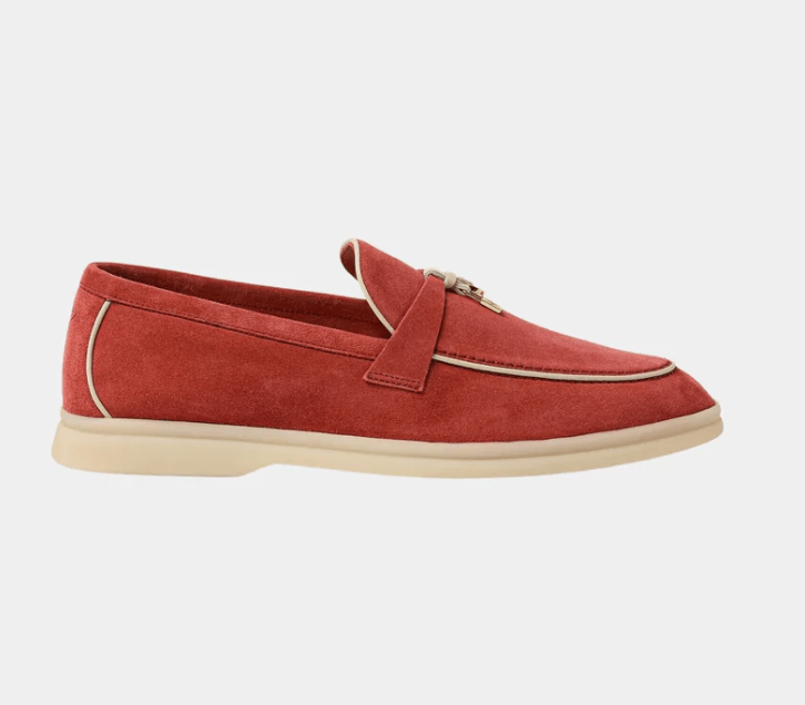Loro Piana Summer Charms Walk Loafers Suede Goatskin "Windsor Red" - The Boutique