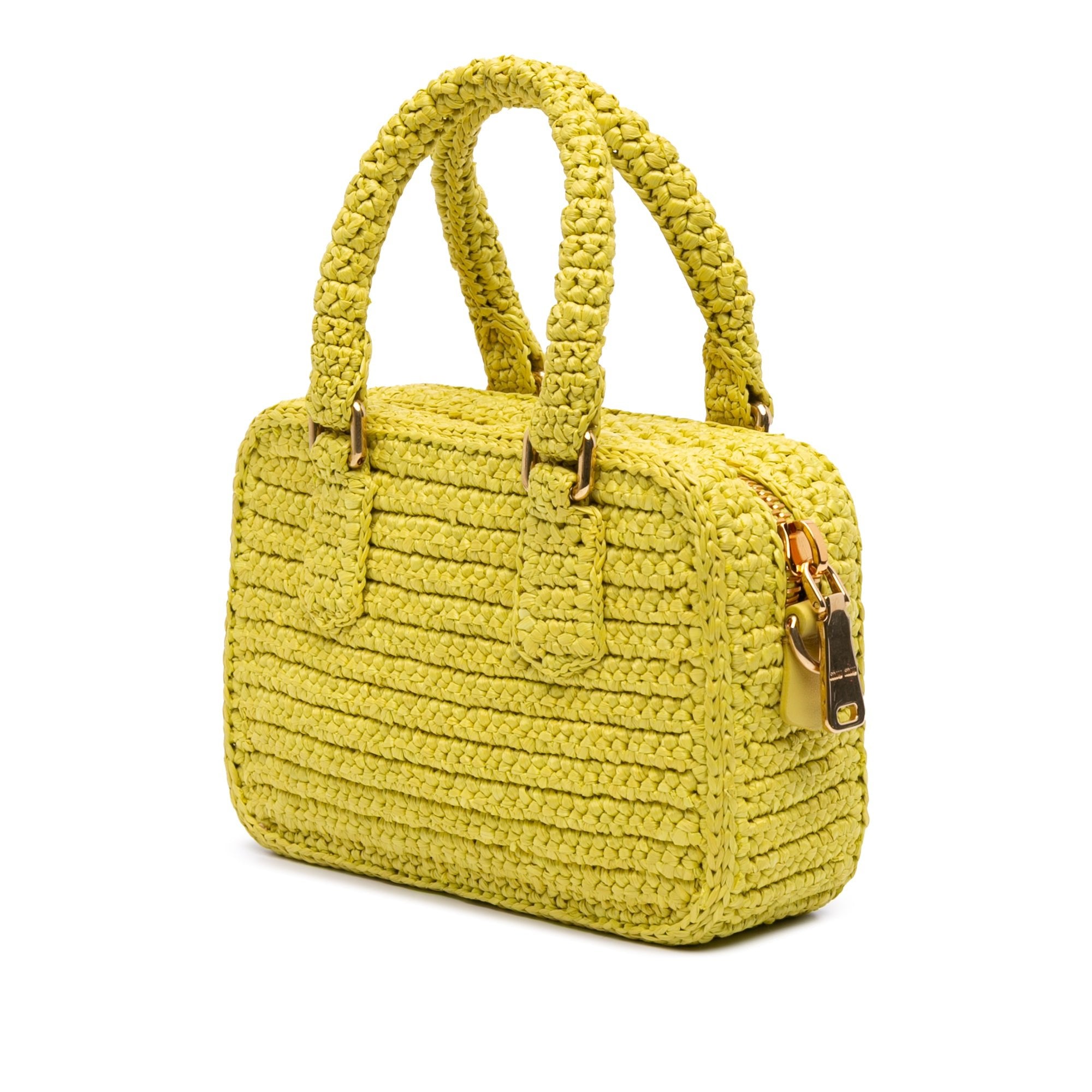 Miu Miu Raffia Crochet Arcadie Top Handle Bag - The Boutique