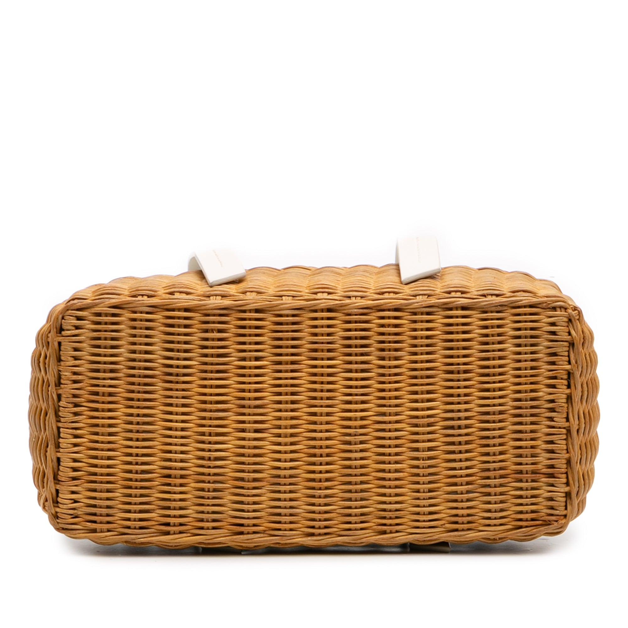 Miu Miu Wicker Trimmed Leather Top Handle Bag - The Boutique