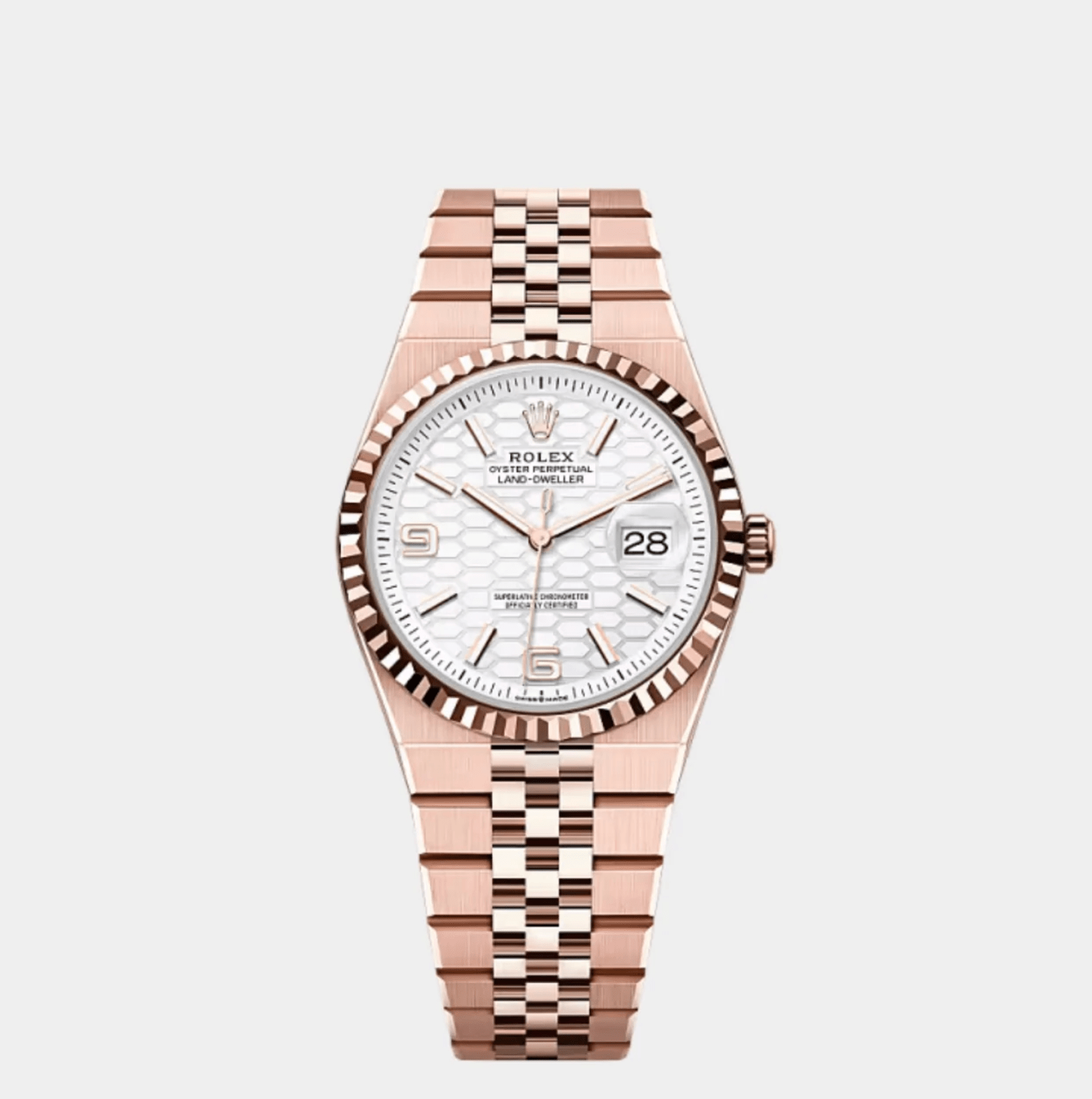 Rolex Land-Dweller 36 Everose Gold Honeycomb Dial 127235 - The Boutique