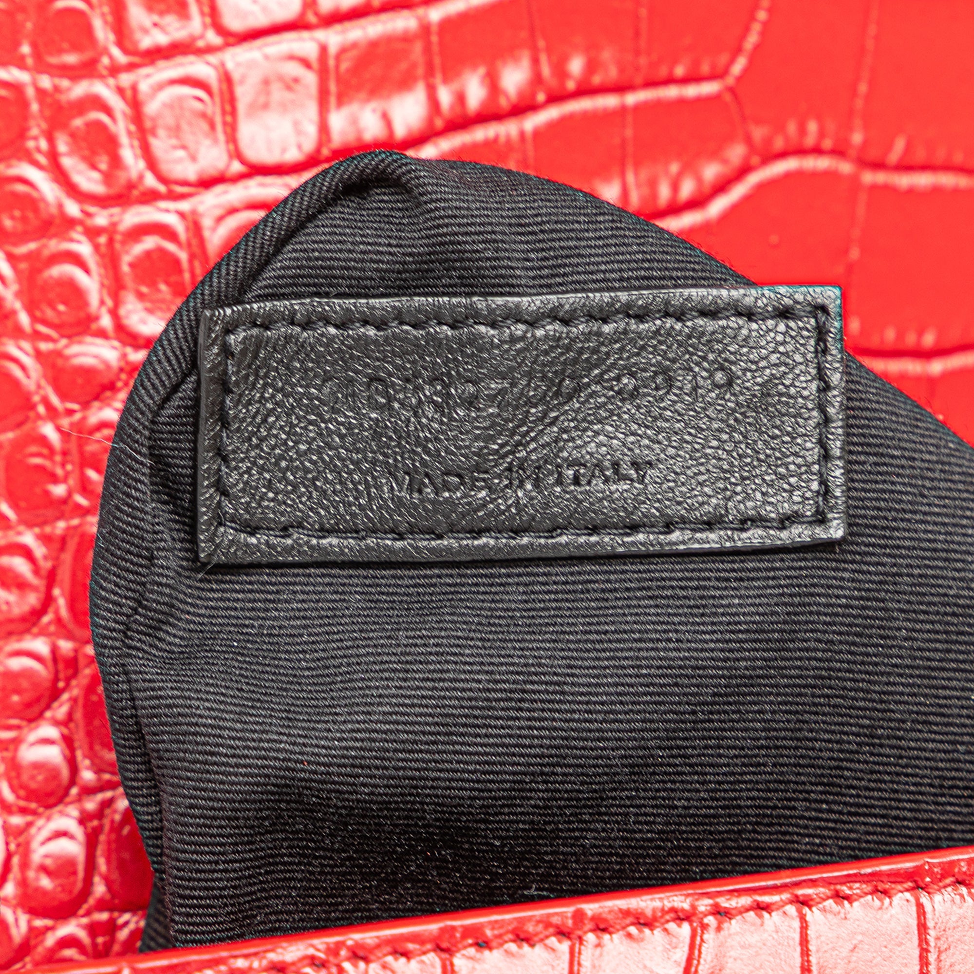 Saint Laurent Croc Embossed Leather Monogram Cassandra Clasp Bag - The Boutique