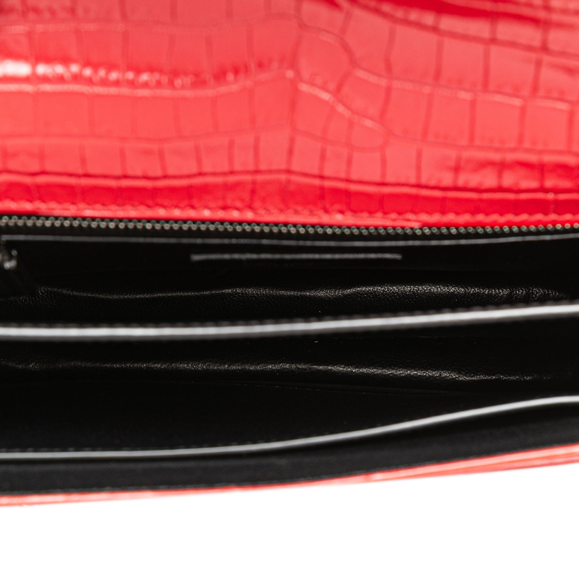 Saint Laurent Croc Embossed Leather Monogram Cassandra Clasp Bag - The Boutique