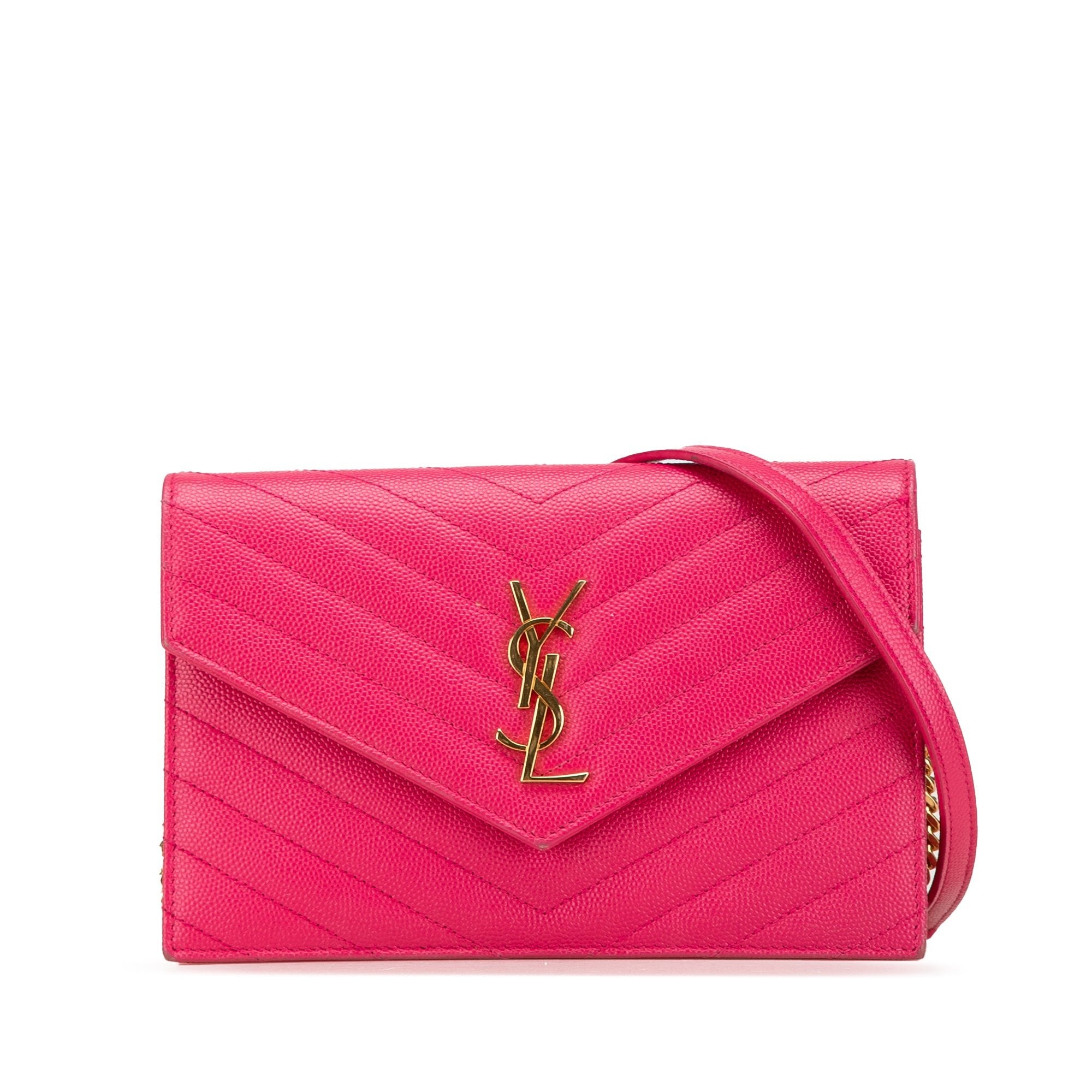 Saint Laurent Grain De Poudre Cassandre Envelope Chain Wallet - The Boutique