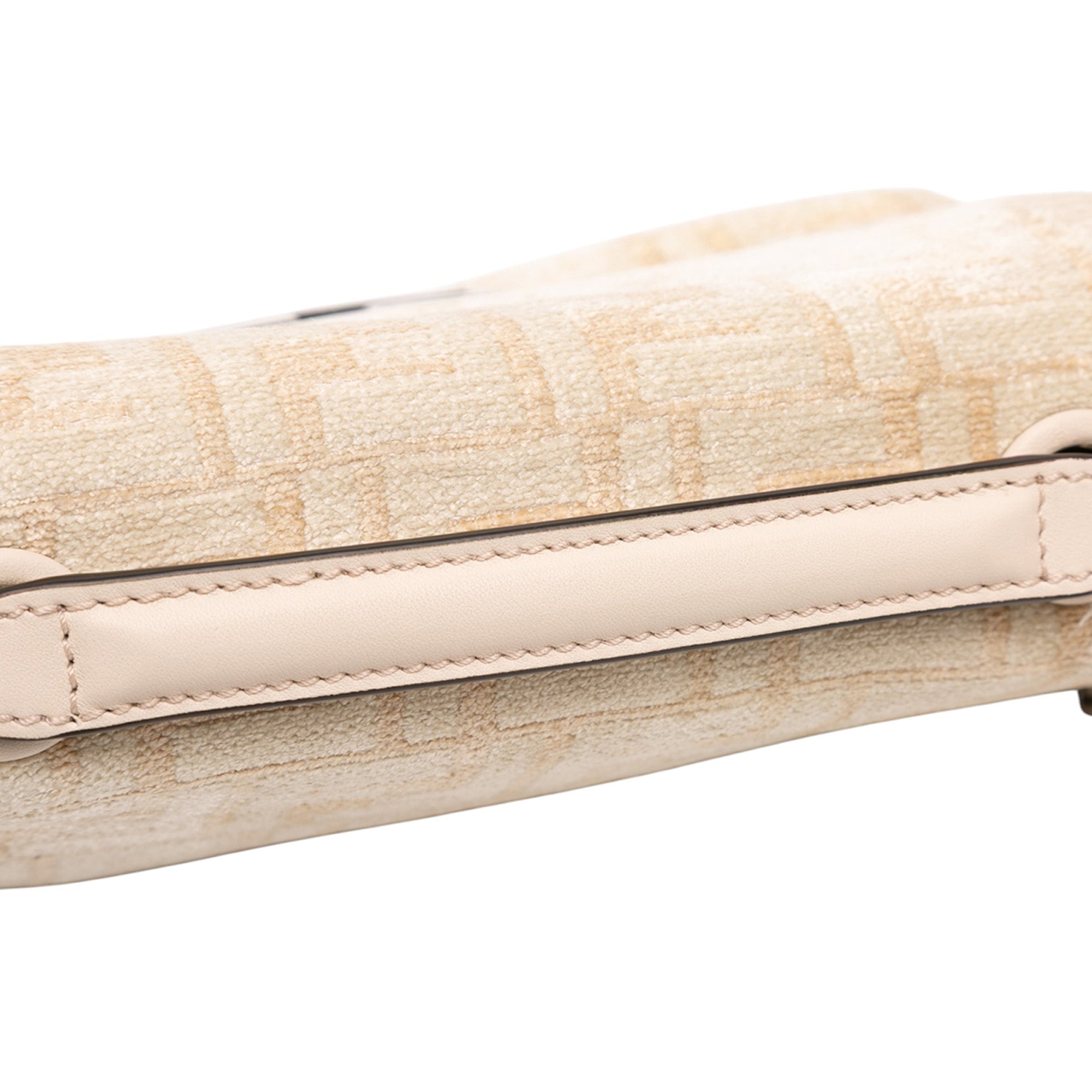 FF Chenille and Leather Chain Midi Baguette