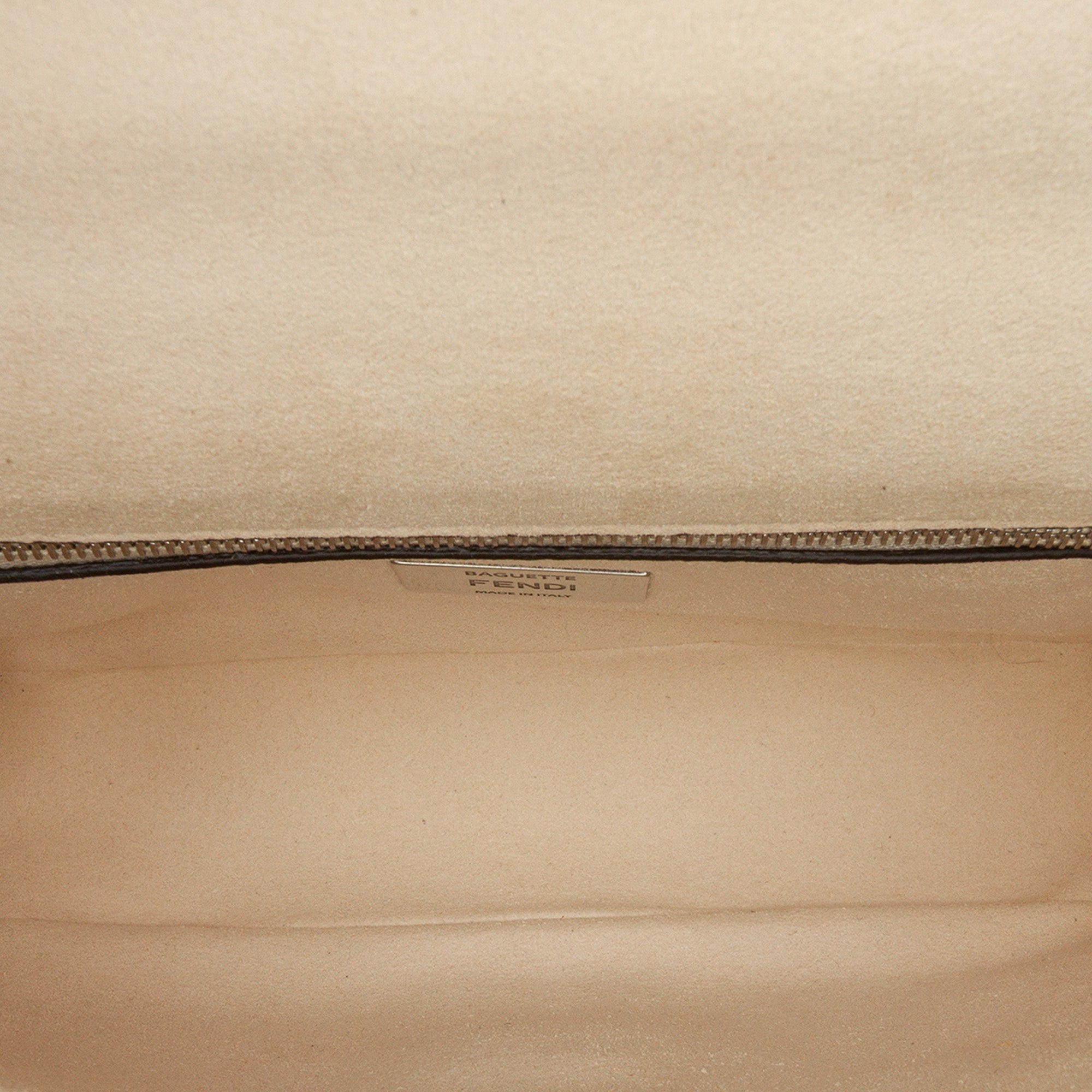 FF Chenille and Leather Chain Midi Baguette