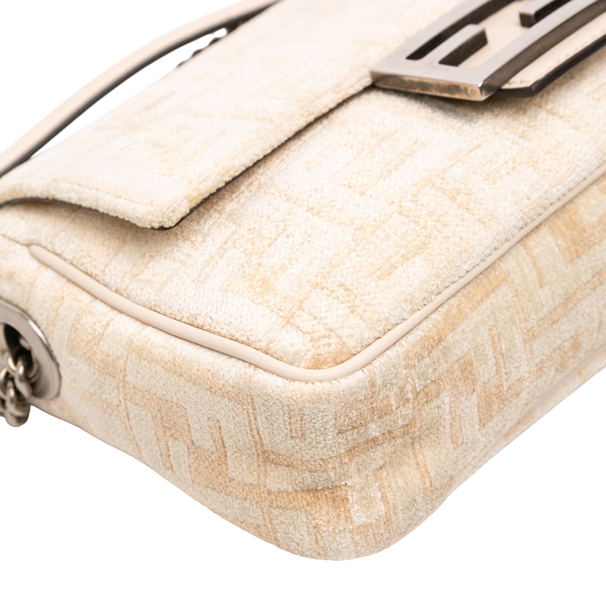 FF Chenille and Leather Chain Midi Baguette