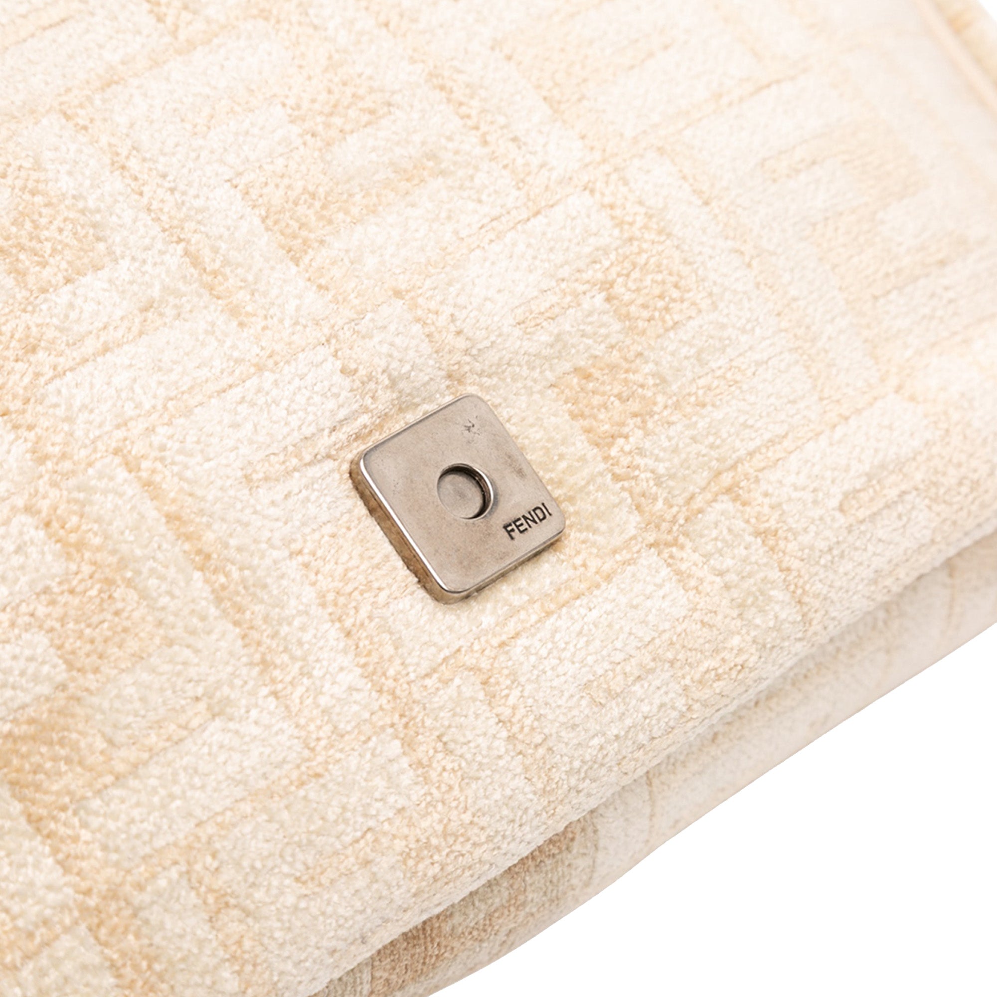 FF Chenille and Leather Chain Midi Baguette