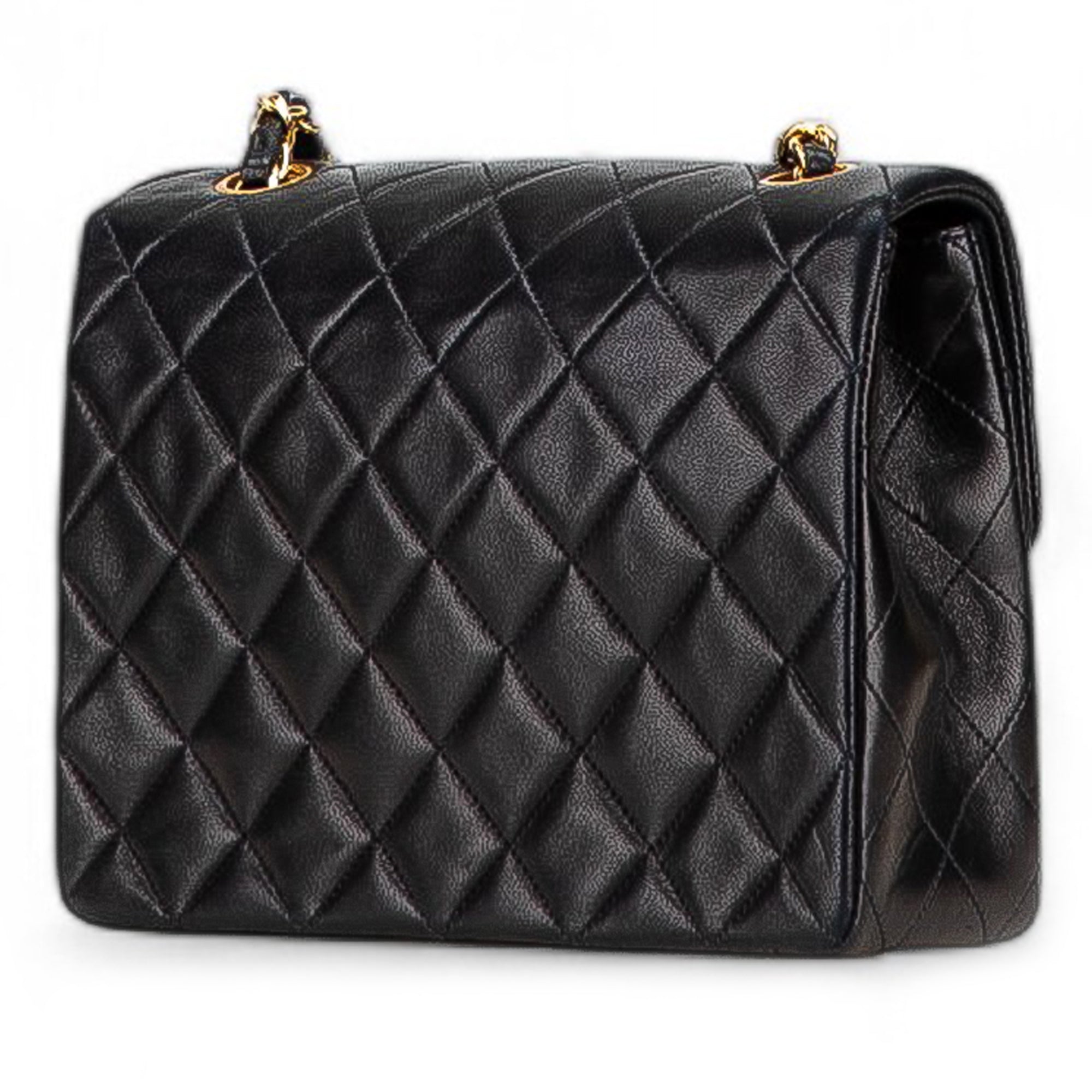 Square Quilted Lambskin Single Flap