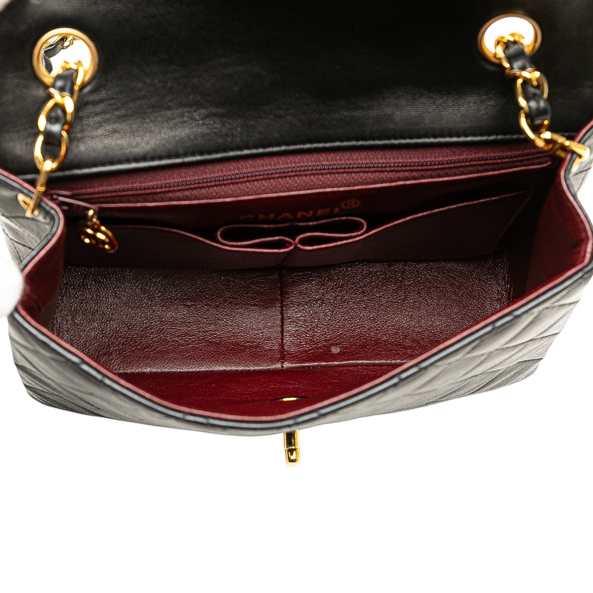 Square Quilted Lambskin Single Flap