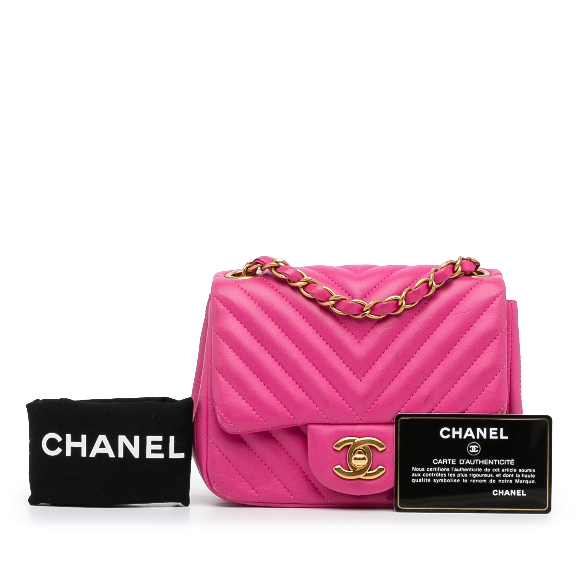 Chanel Mini Square Classic Chevron Lambskin Single Flap