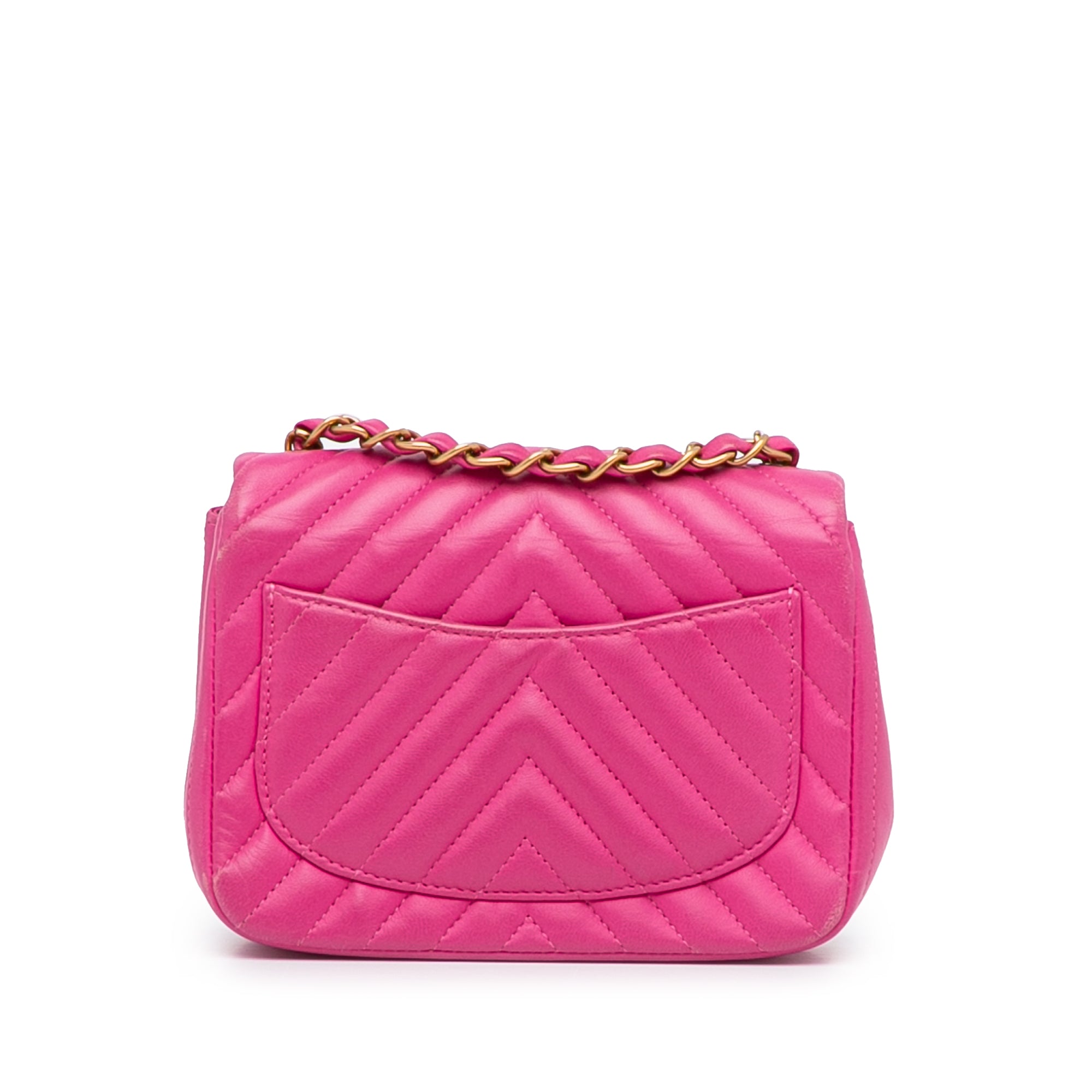 Chanel Mini Square Classic Chevron Lambskin Single Flap