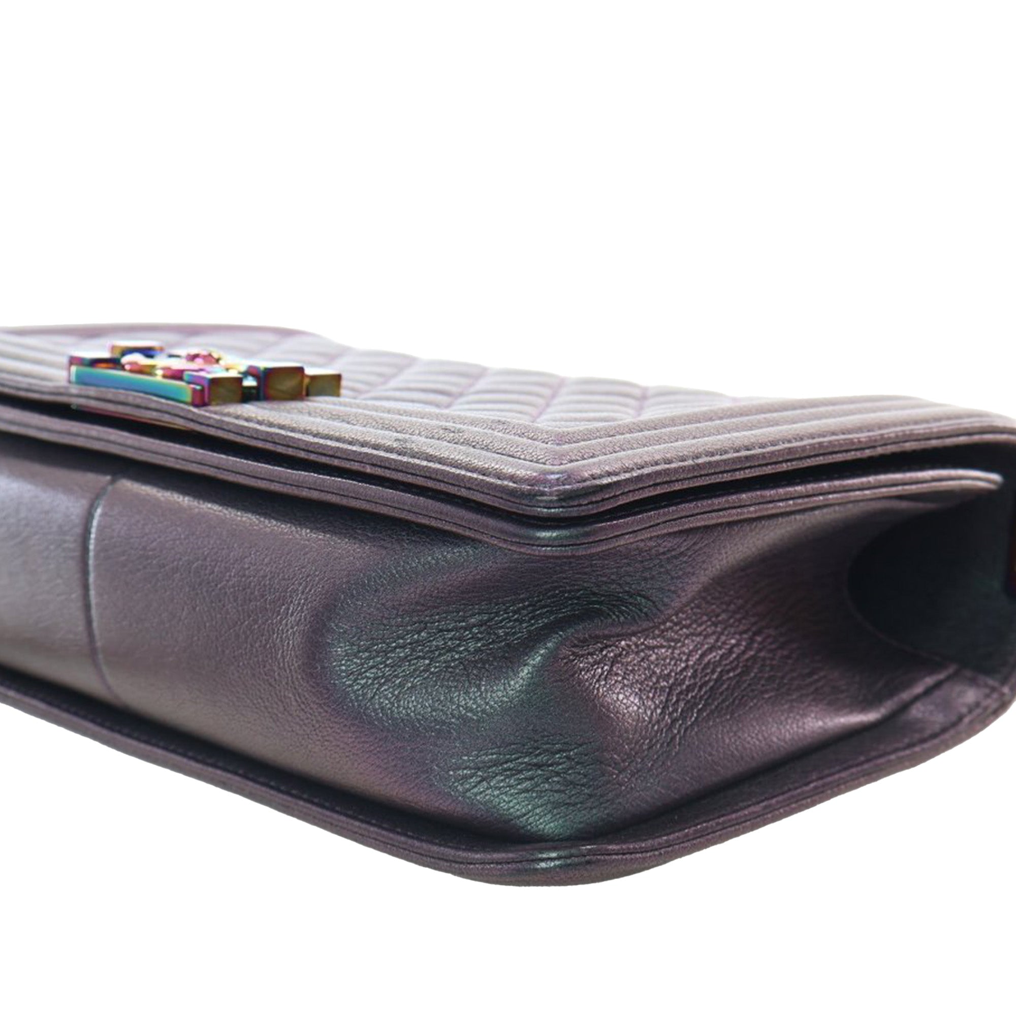 Old Medium Quilted Iridescent Goatskin Boy Flap