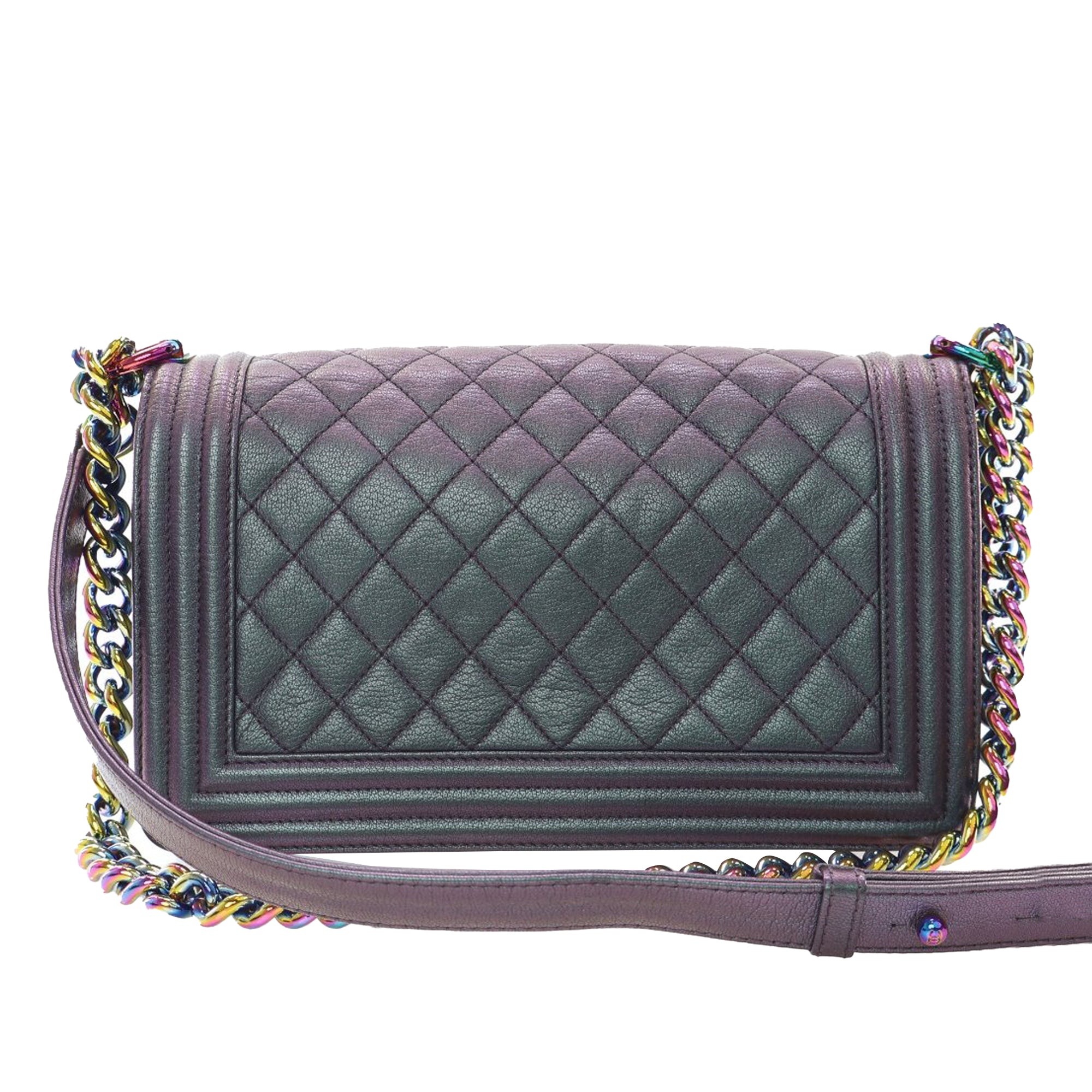 Old Medium Quilted Iridescent Goatskin Boy Flap