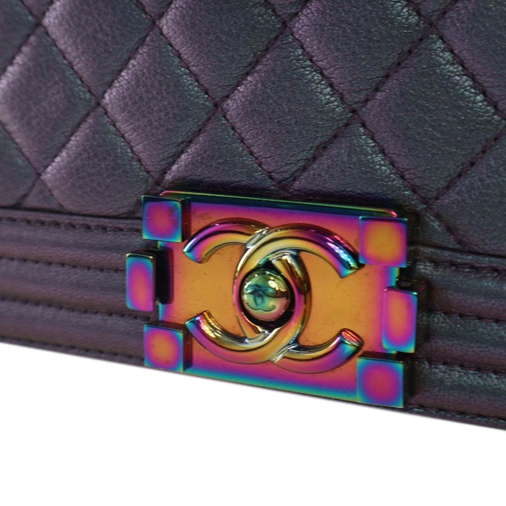 Old Medium Quilted Iridescent Goatskin Boy Flap