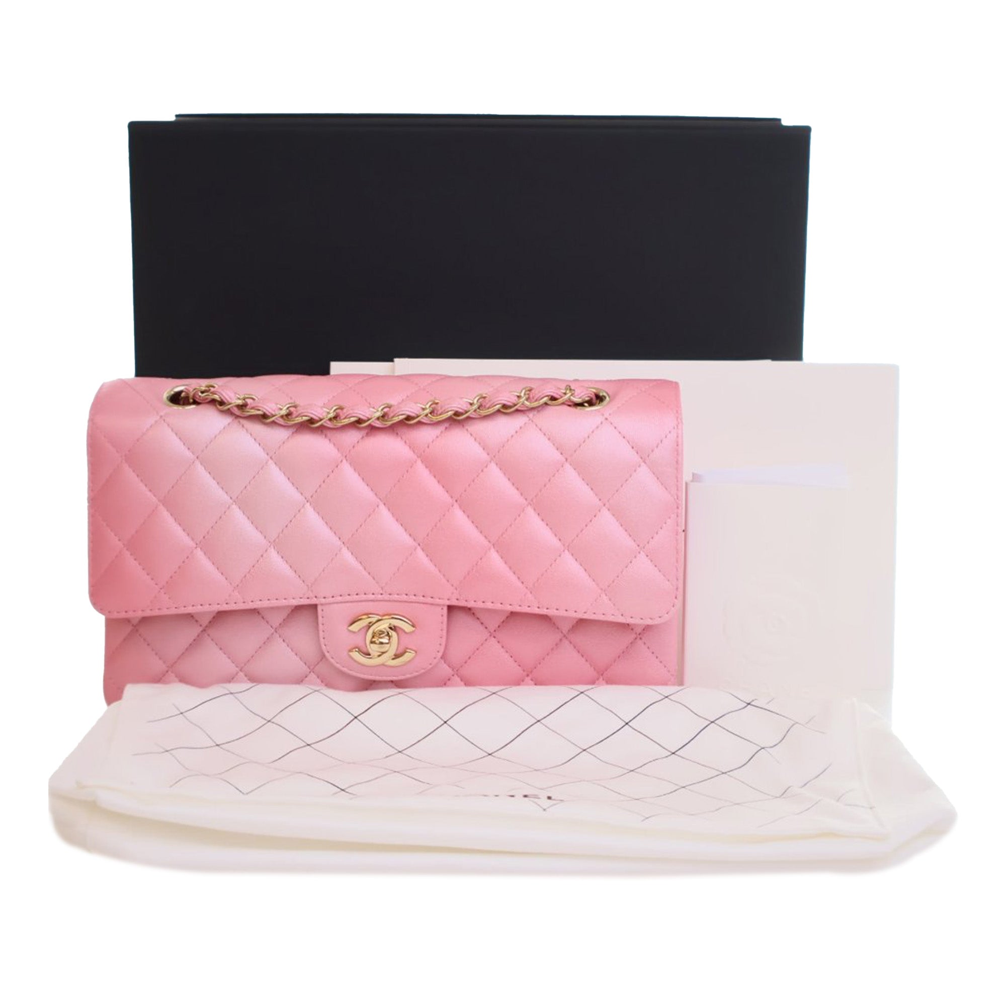 Medium Classic Iridescent Lambskin Double Flap
