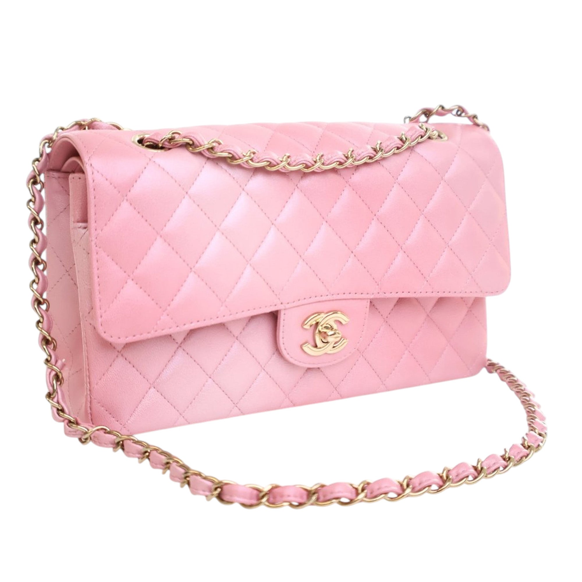 Medium Classic Iridescent Lambskin Double Flap