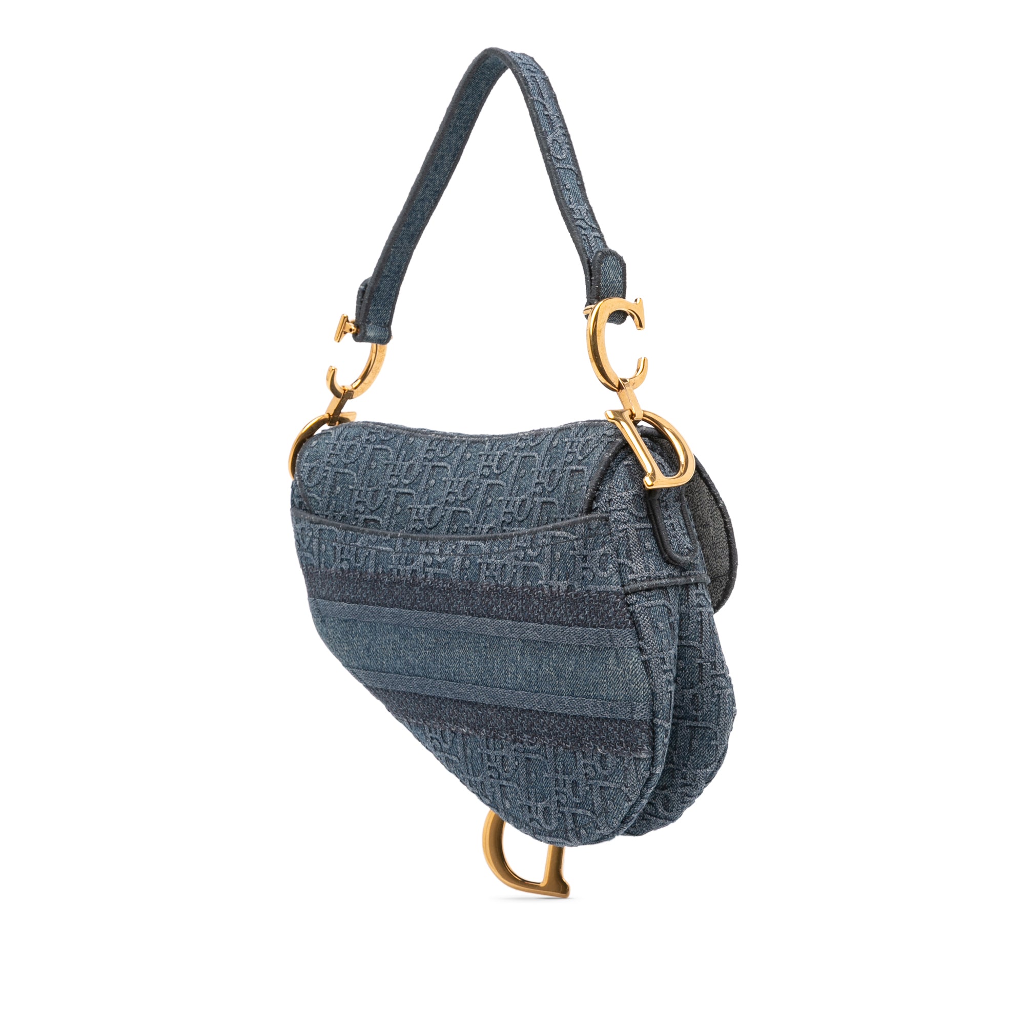 Dior Oblique Embroidered Denim Saddle Bag