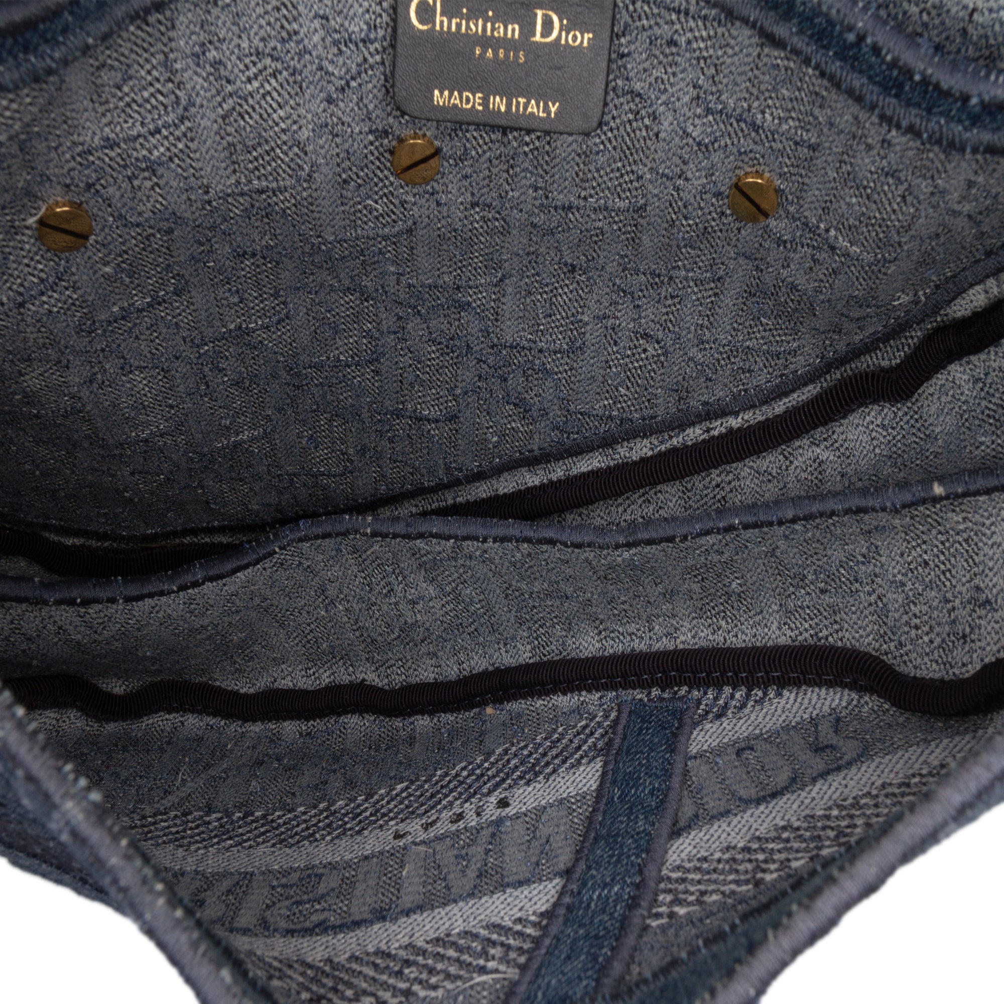Dior Oblique Embroidered Denim Saddle Bag