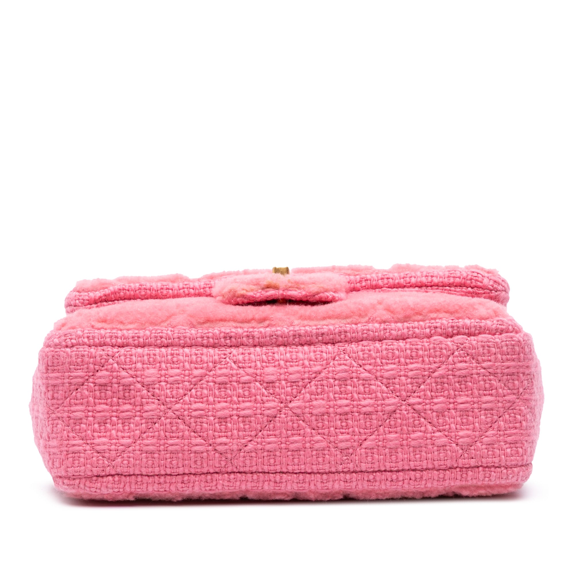 CC Quilted Shearling and Tweed Single Flap