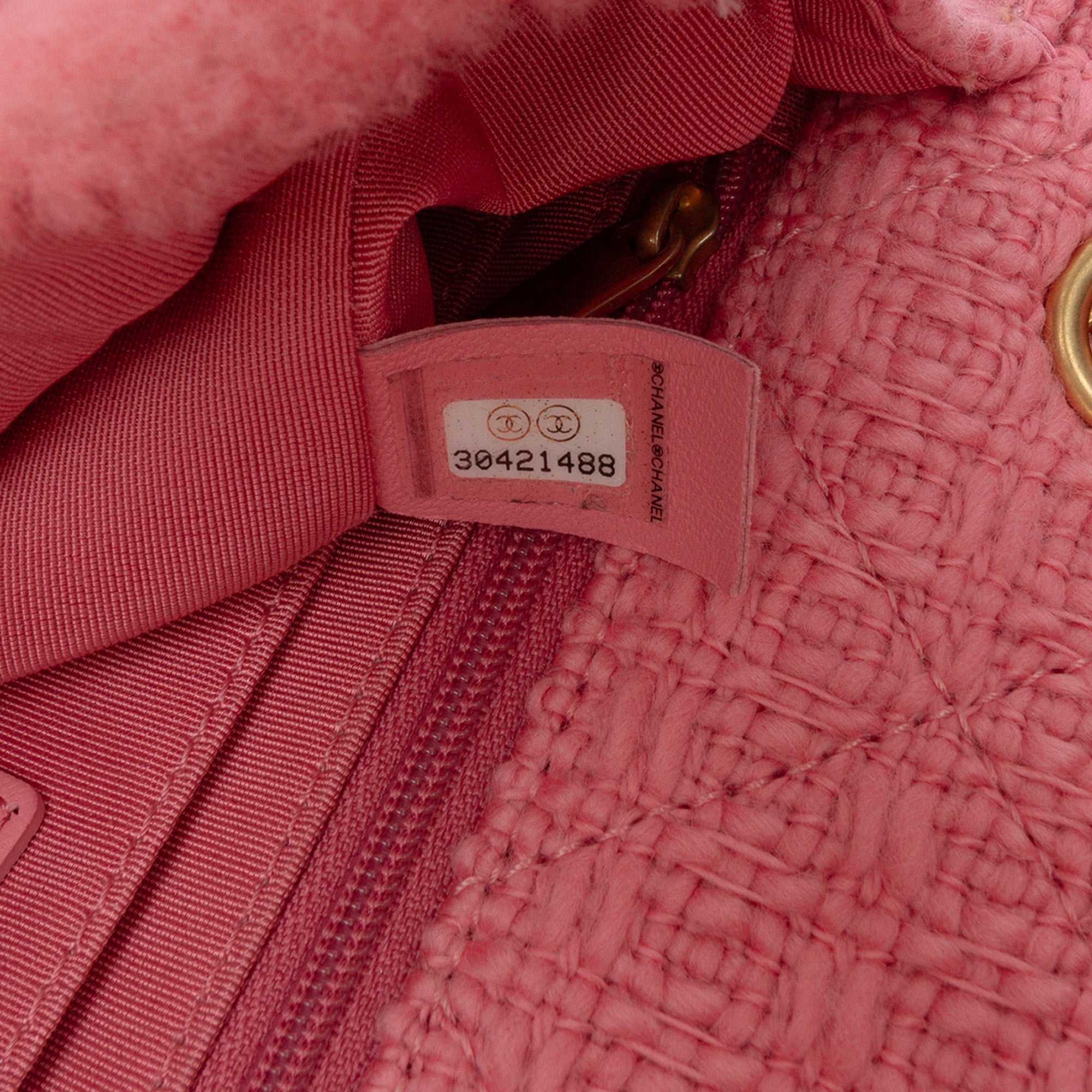 CC Quilted Shearling and Tweed Single Flap