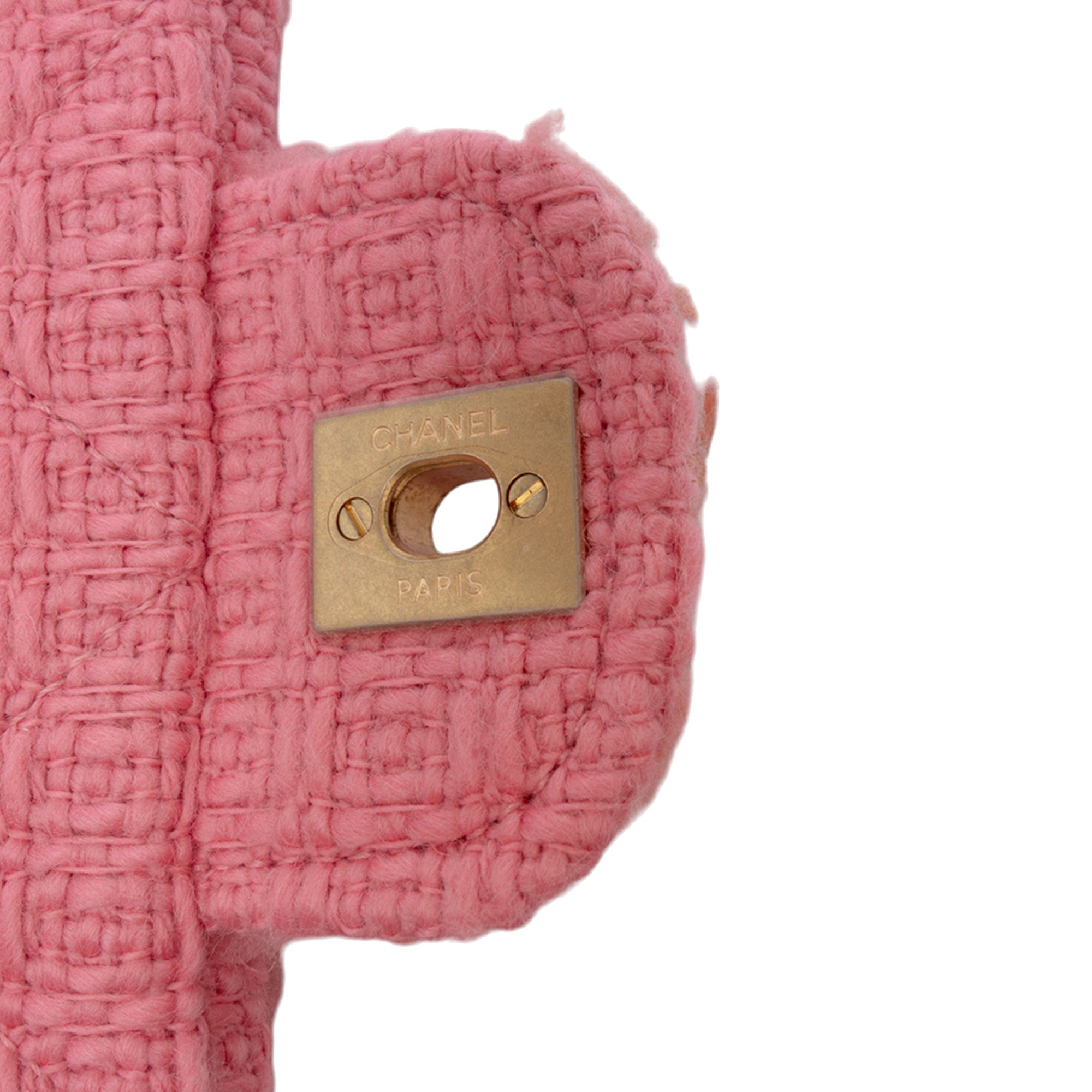 CC Quilted Shearling and Tweed Single Flap