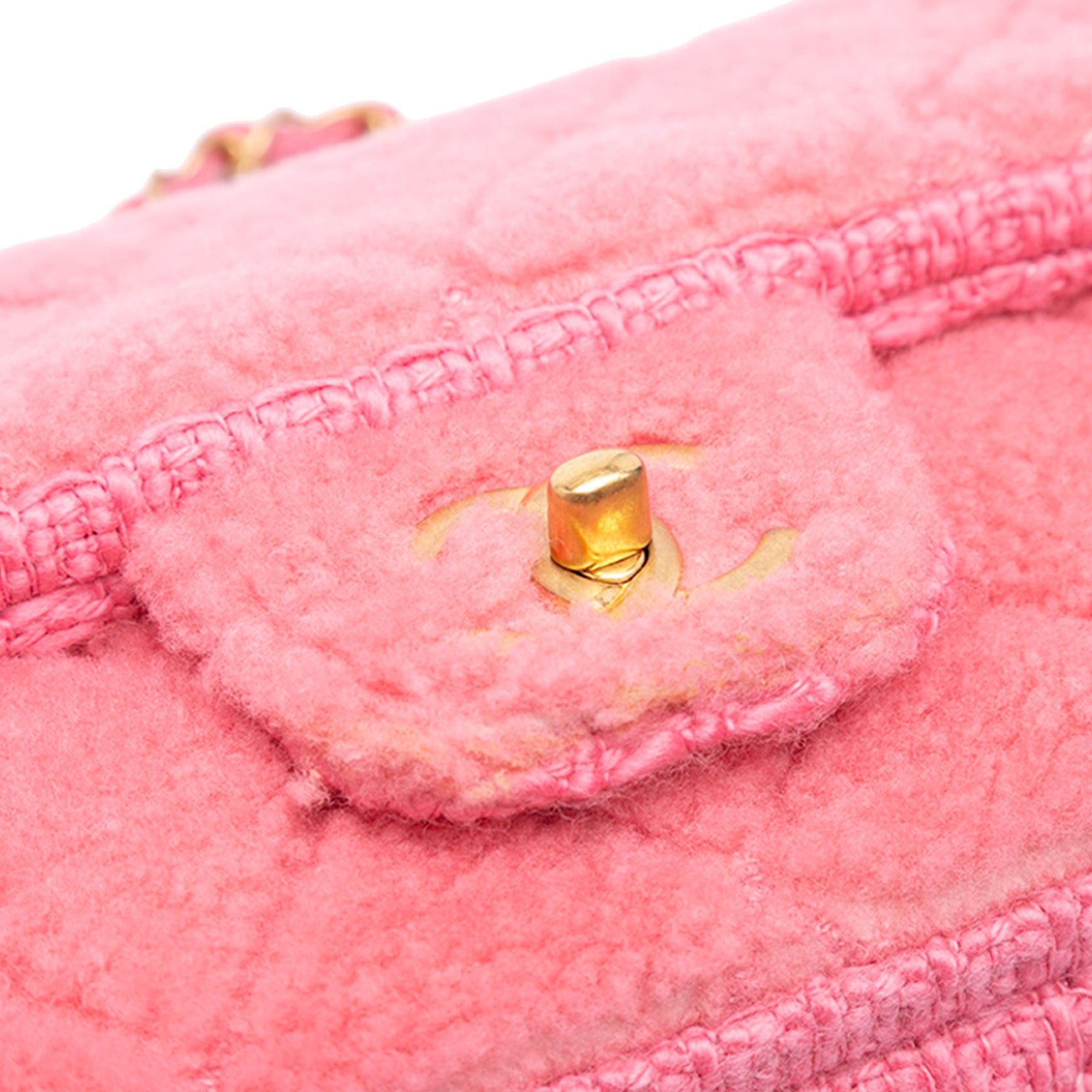 CC Quilted Shearling and Tweed Single Flap