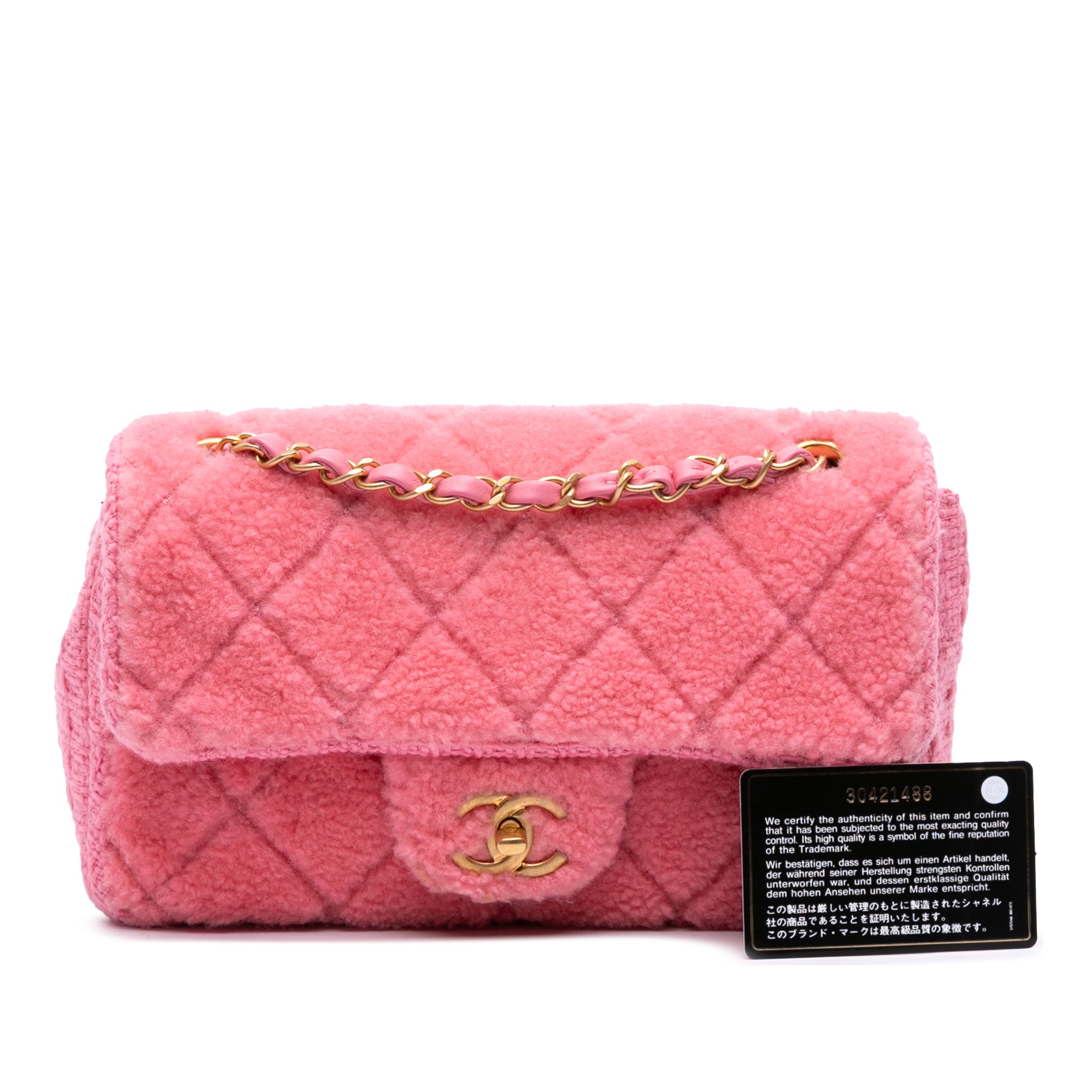 CC Quilted Shearling and Tweed Single Flap