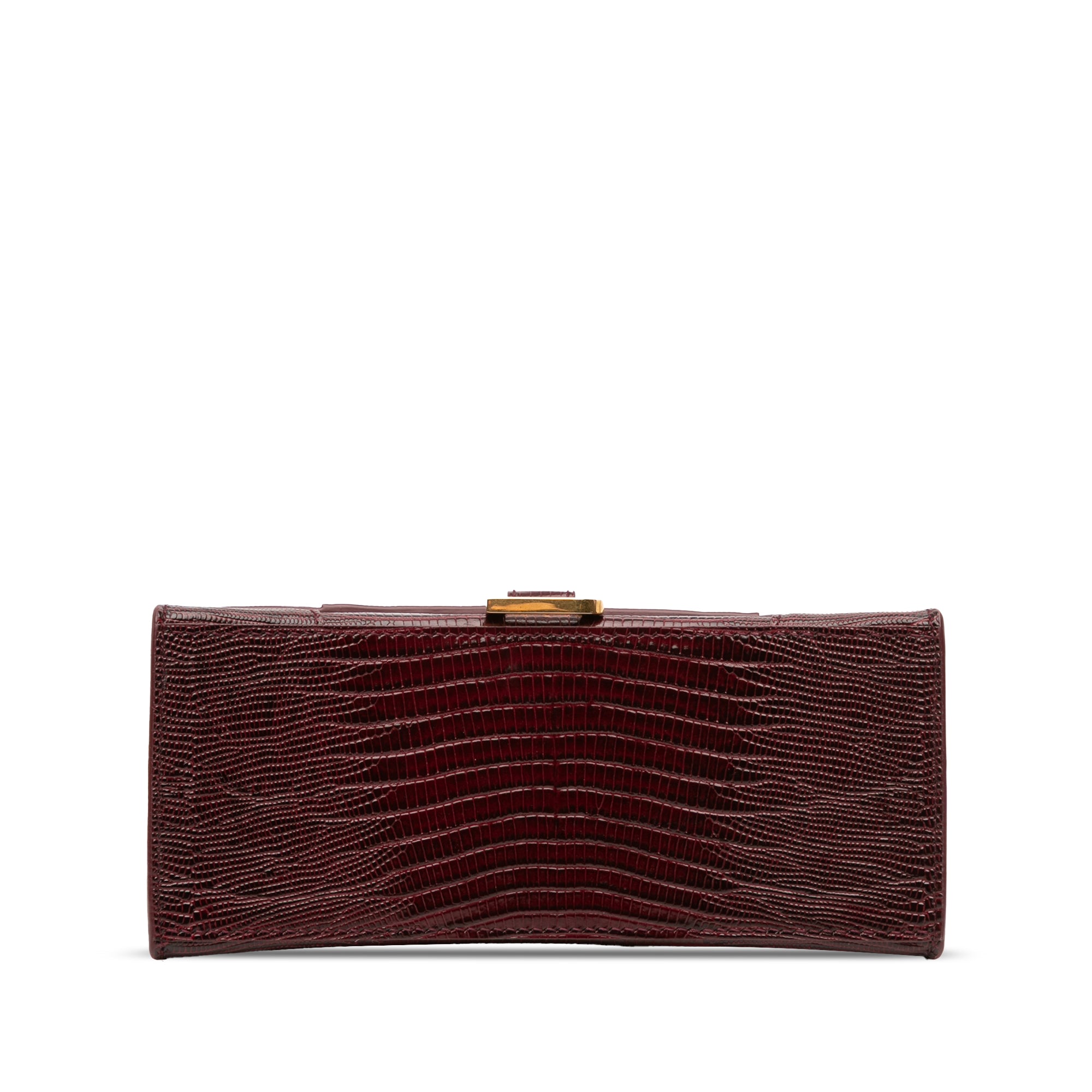 Small Lizard Embossed Calfskin Hourglass Top Handle Bag