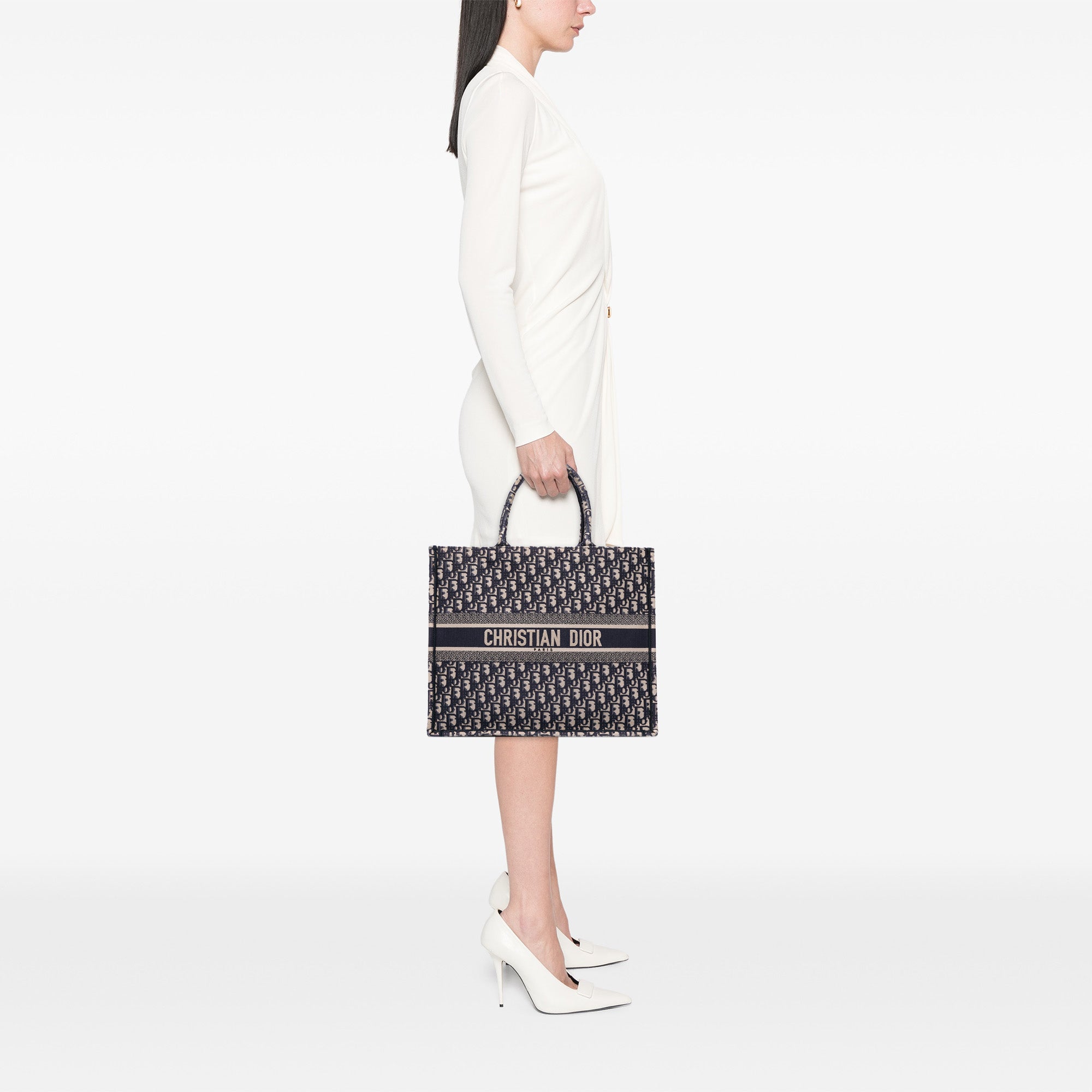 Dior Large Oblique Embroidered Canvas Book Tote