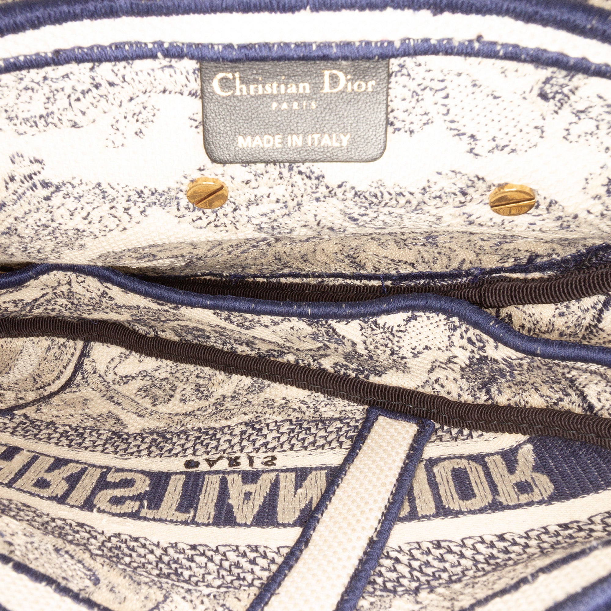 Canvas Embroidered Toile de Jouy Saddle Bag