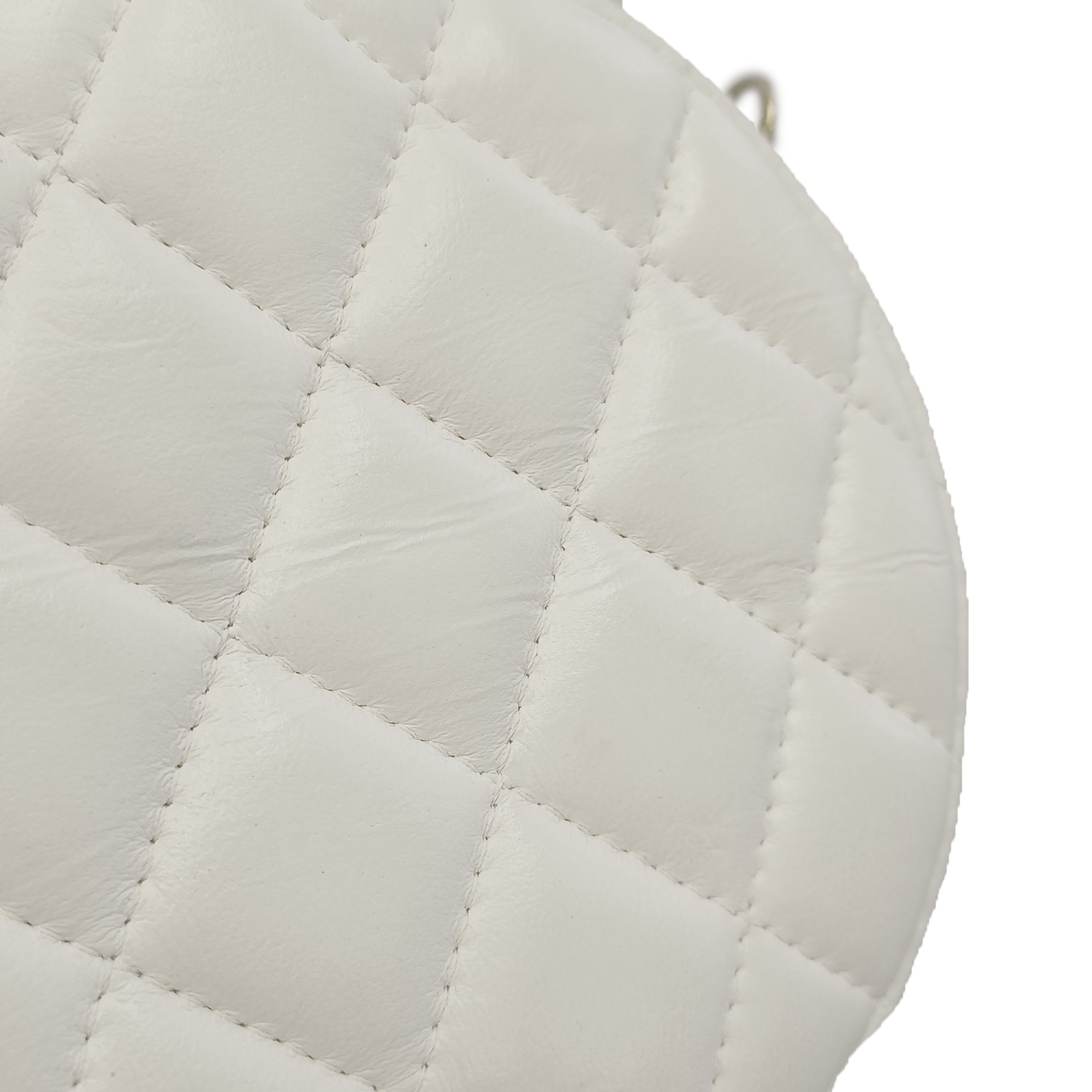 Quilted Lambskin Pearl Crush Round Clutch with Chain