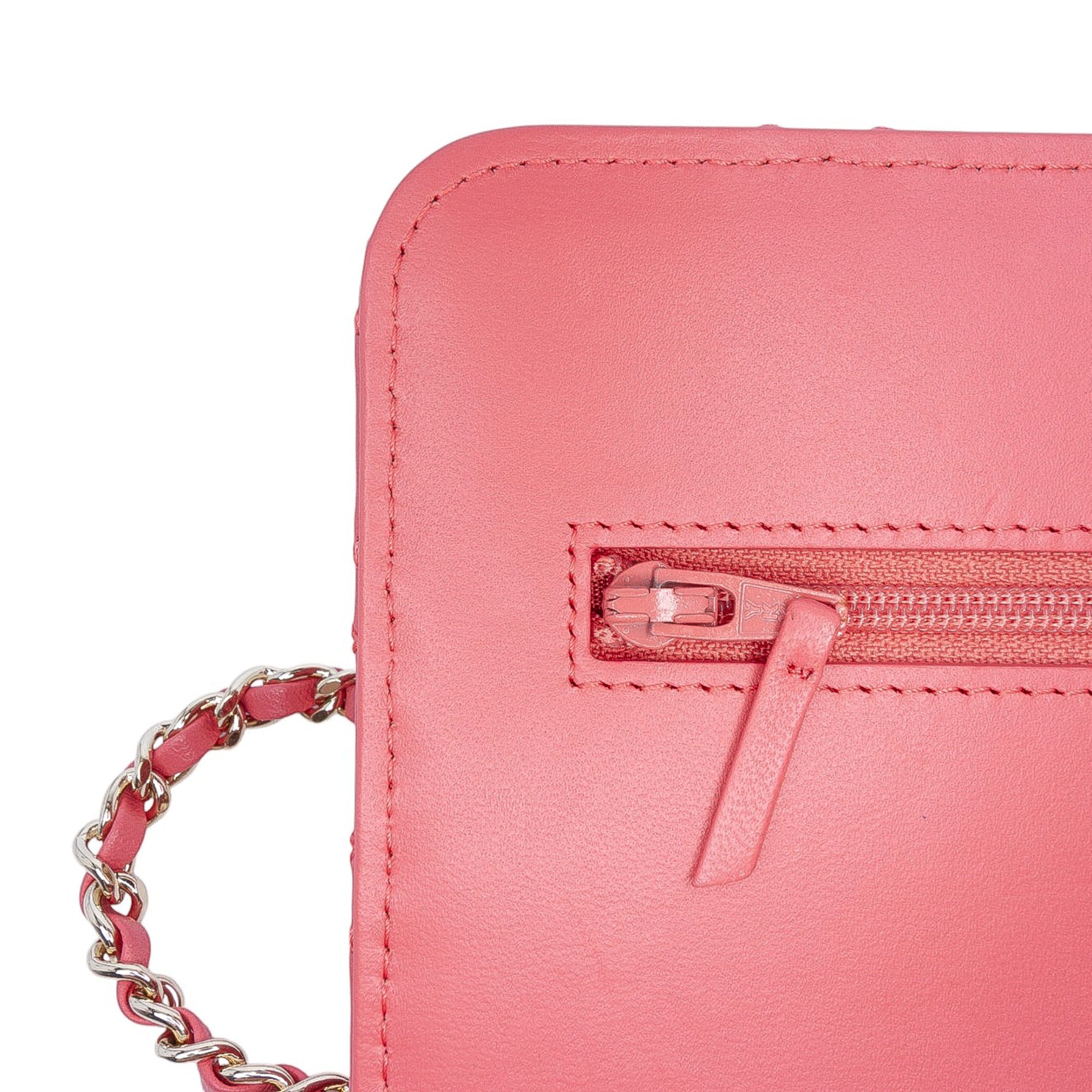 Chanel CC Quilted Lambskin Double Stitch Tassel Wallet On Chain
