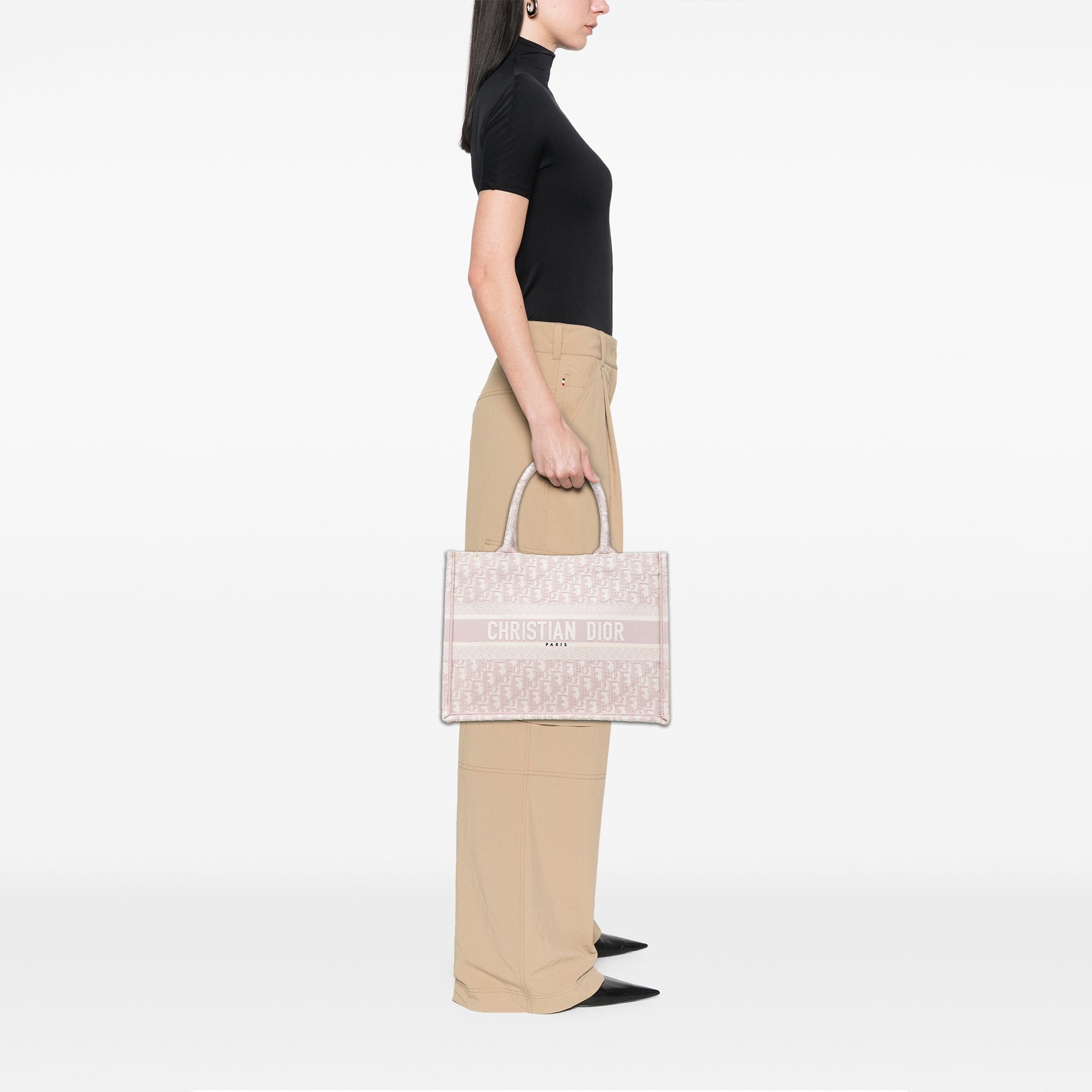 Medium Oblique Embroidered Canvas Book Tote