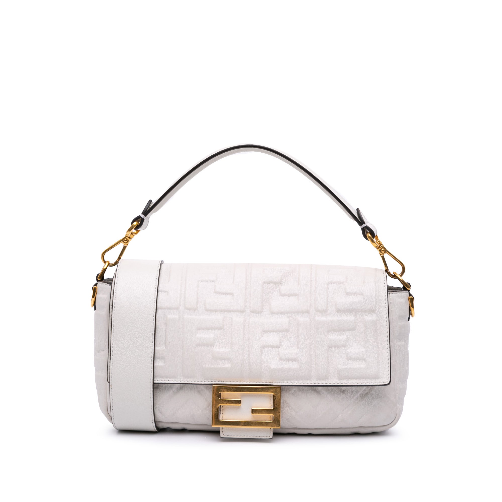 Zucca Embossed Leather Baguette Satchel