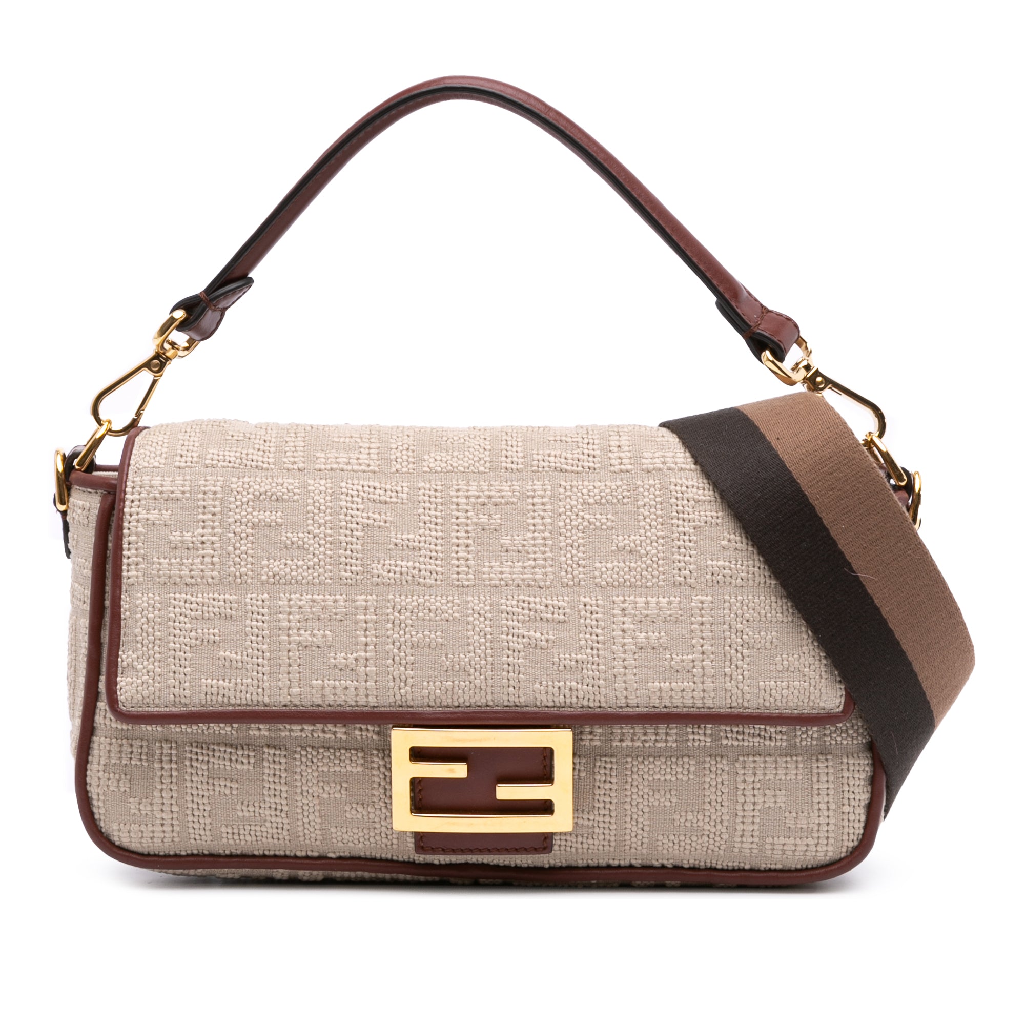 Zucca Embroidered Canvas Baguette Satchel