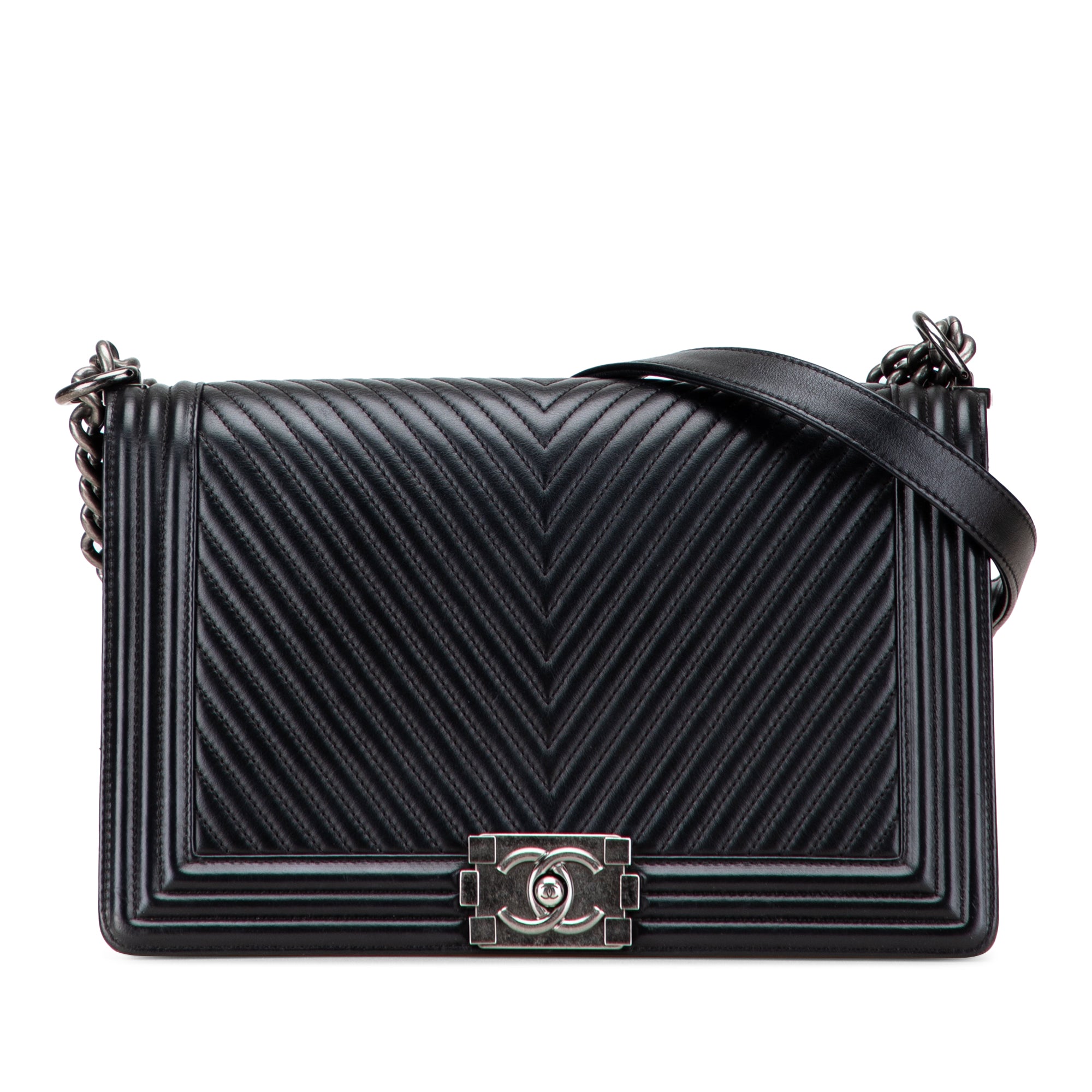 Medium Chevron Calfskin Boy Flap