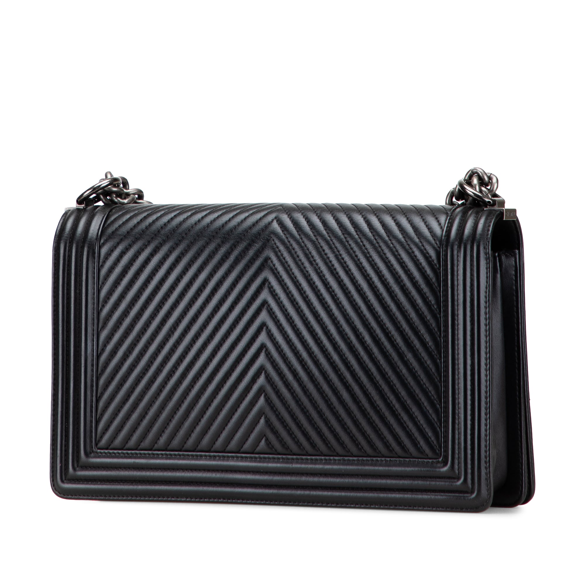Medium Chevron Calfskin Boy Flap