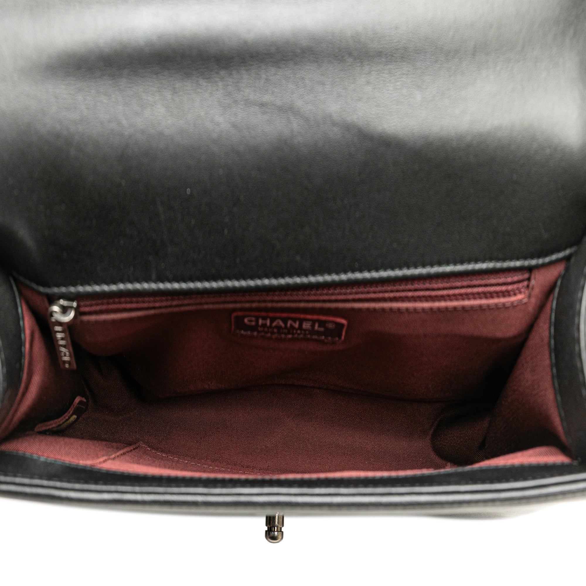 Medium Chevron Calfskin Boy Flap