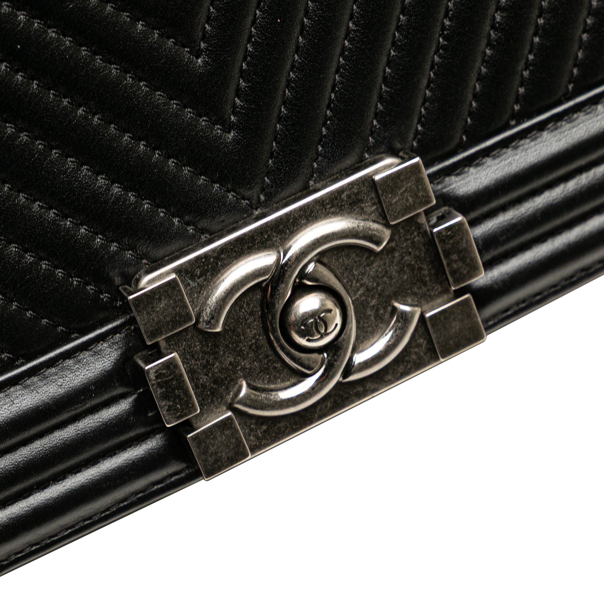 Medium Chevron Calfskin Boy Flap