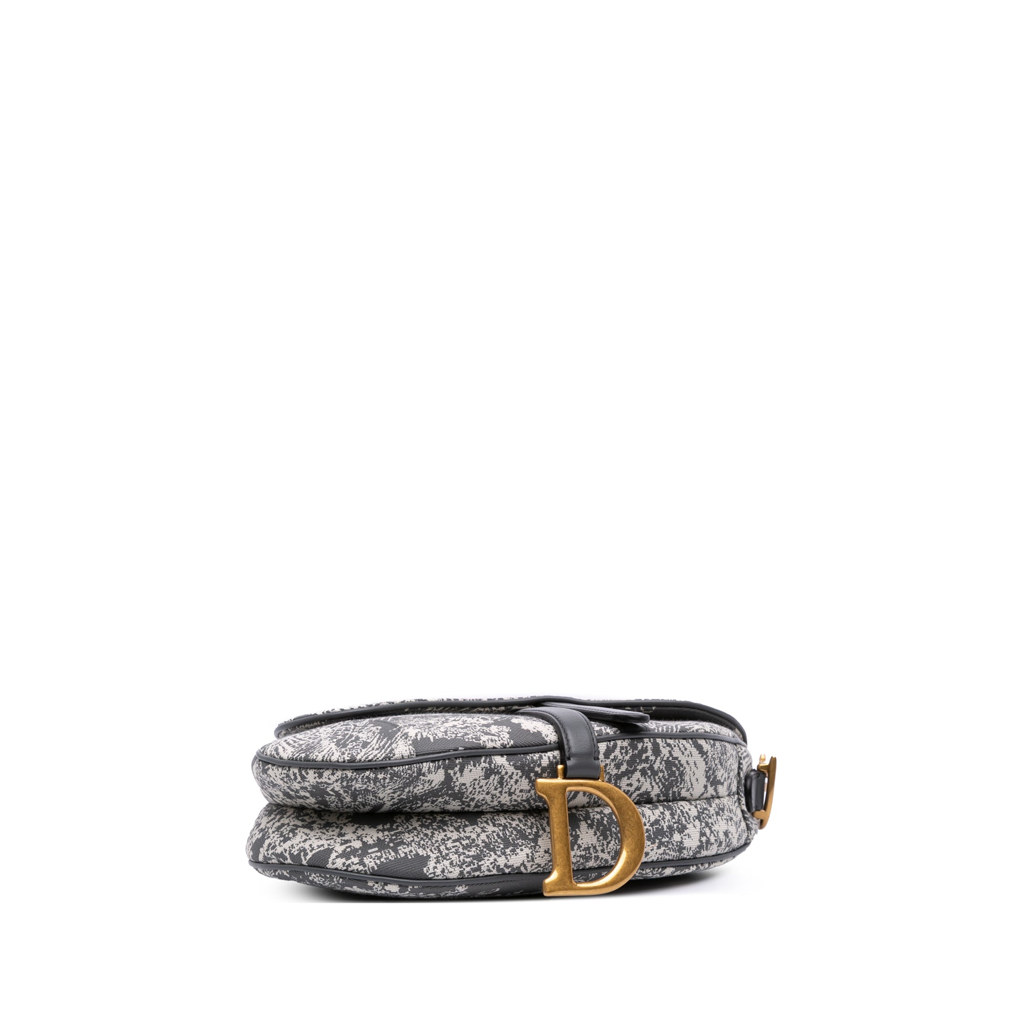 Canvas Reverse Embroidered Toile De Jouy Saddle Bag