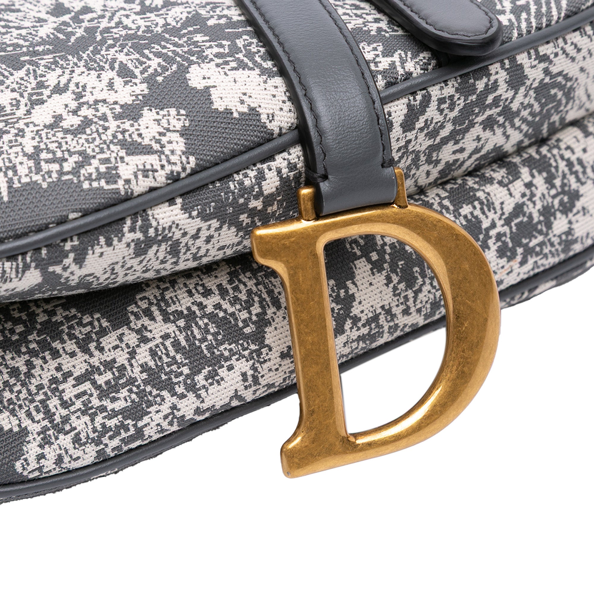 Canvas Reverse Embroidered Toile De Jouy Saddle Bag