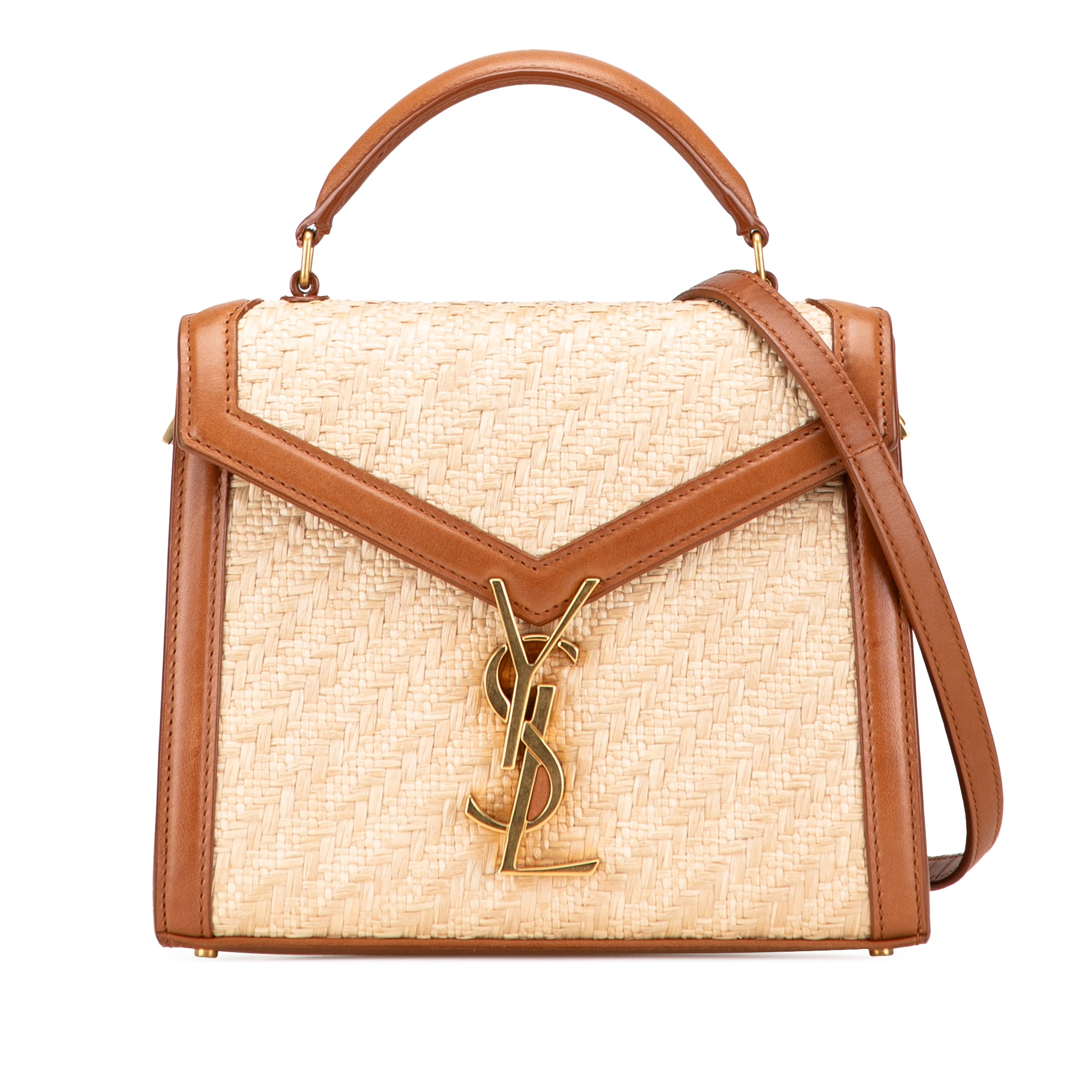 Mini Raffia Monogram Cassandra Top Handle Bag
