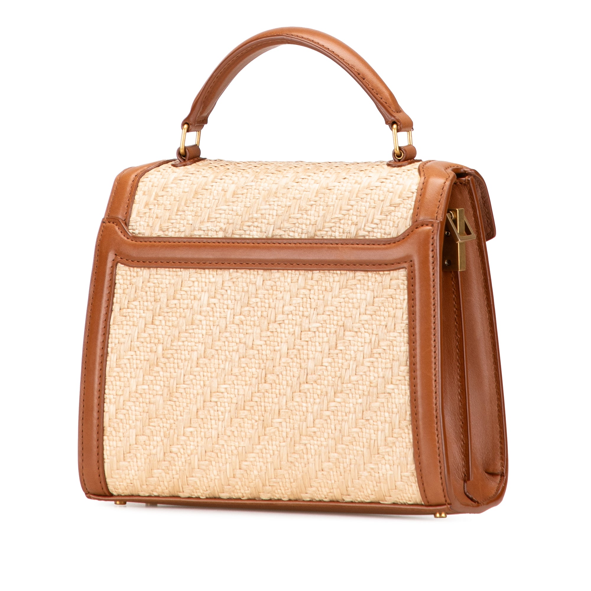 Mini Raffia Monogram Cassandra Top Handle Bag