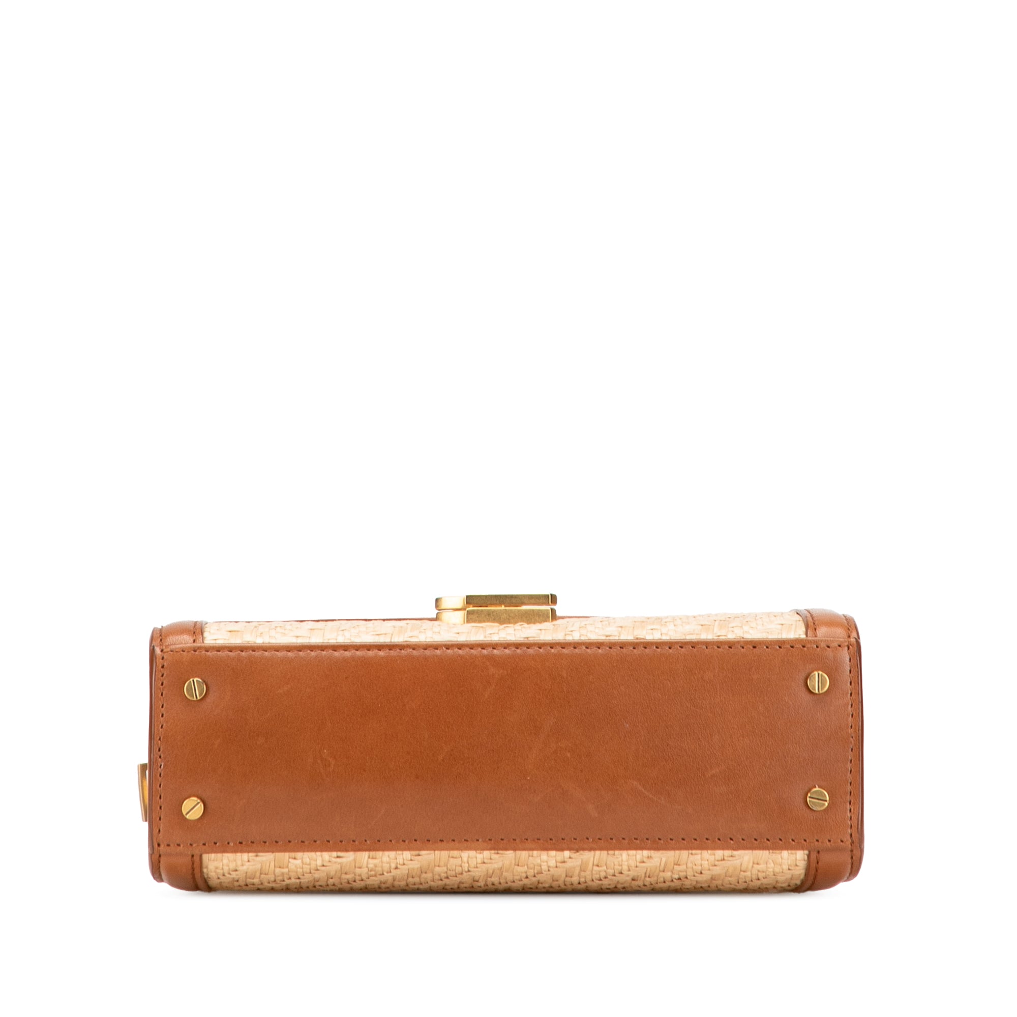 Mini Raffia Monogram Cassandra Top Handle Bag