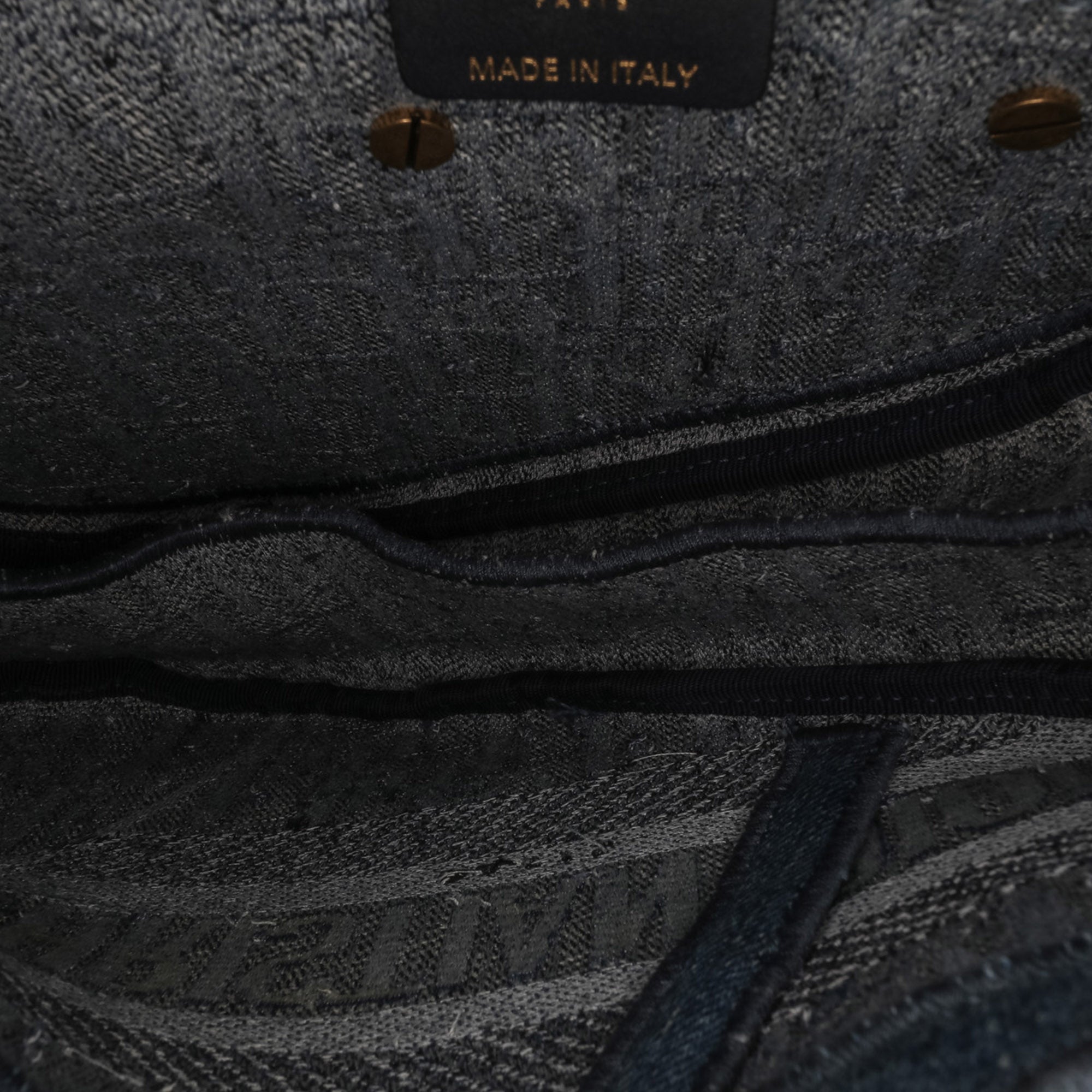 Oblique Denim Embroidered Saddle Bag