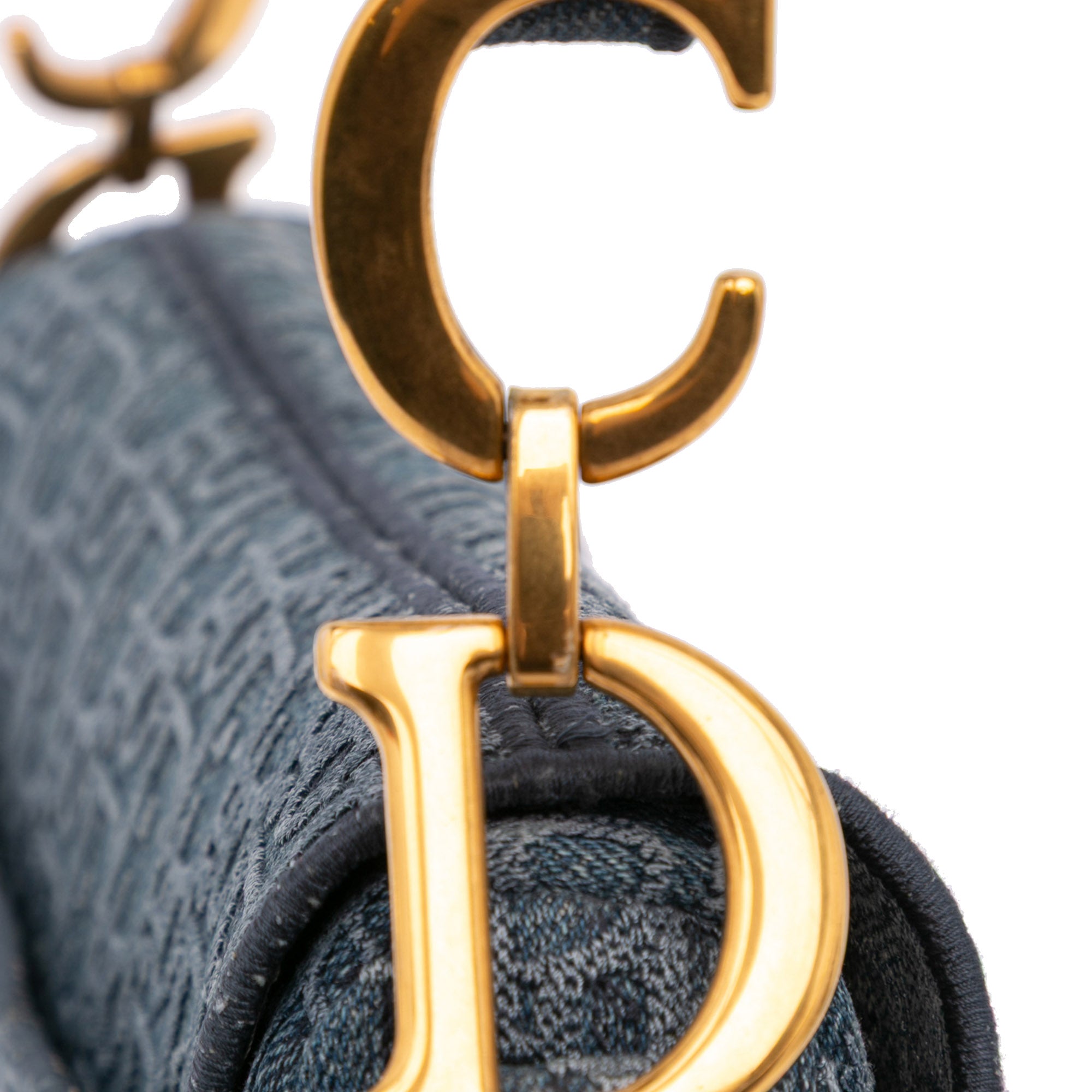 Oblique Denim Embroidered Saddle Bag