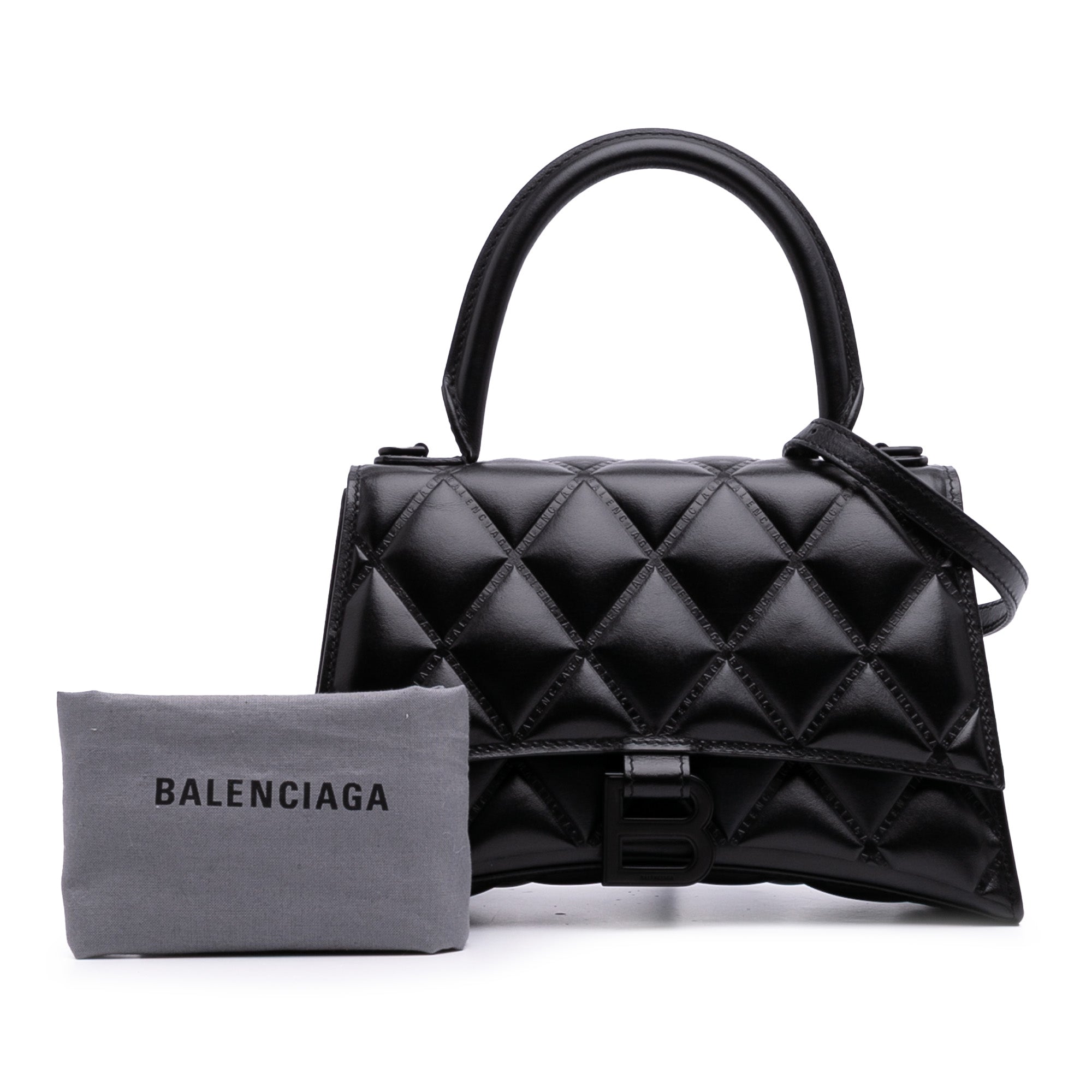 Small Quilted Leather Hourglass Top Handle Bag