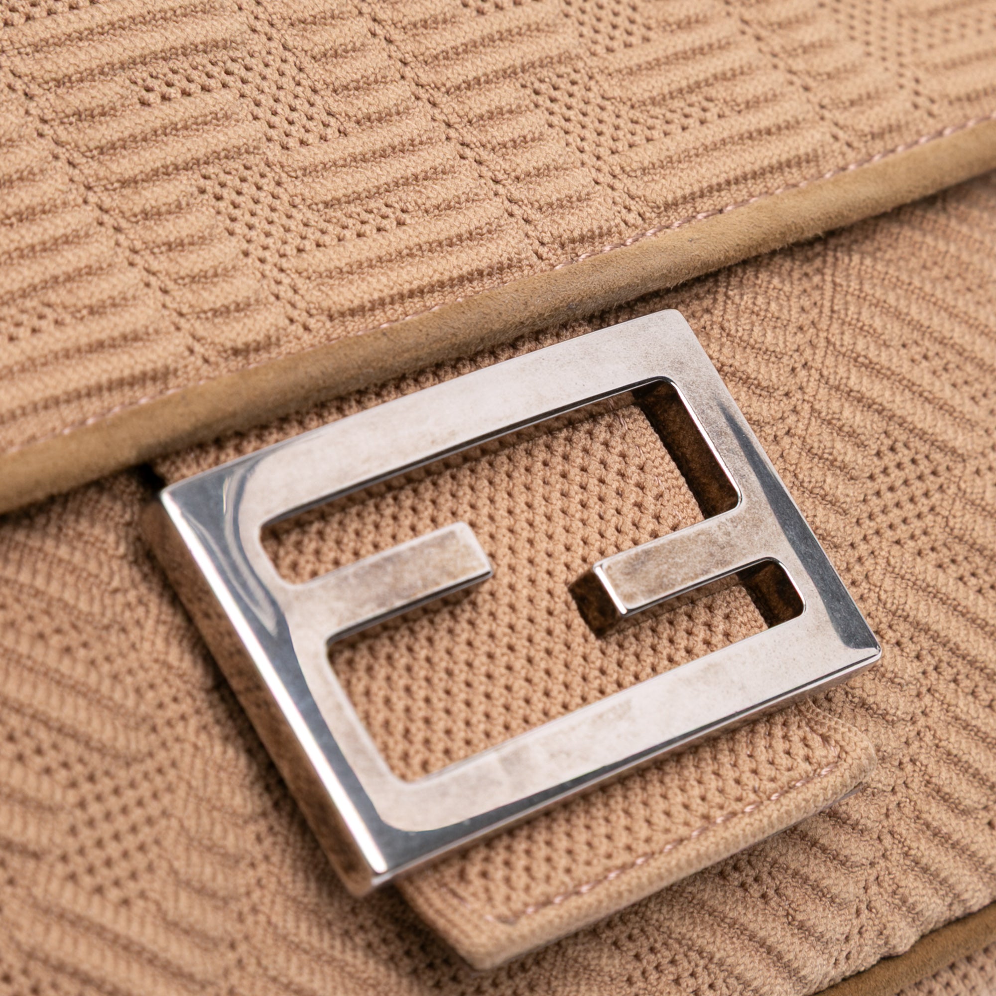 Fendi Zucca Embossed Technical Fabric Chain Midi Baguette
