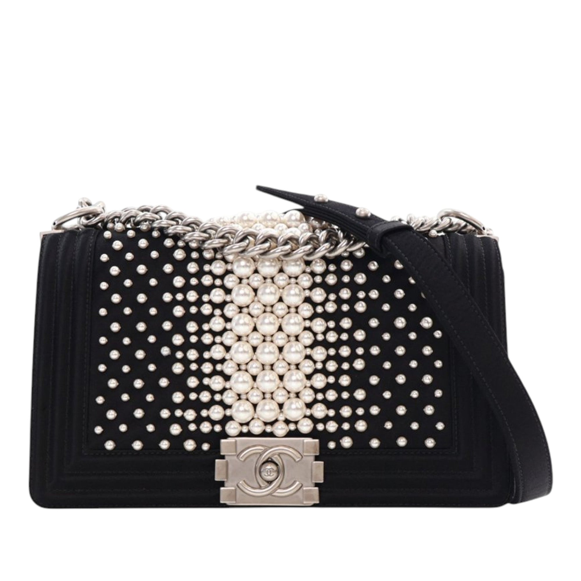 Old Medium Satin Pearl Embellished Boy Flap