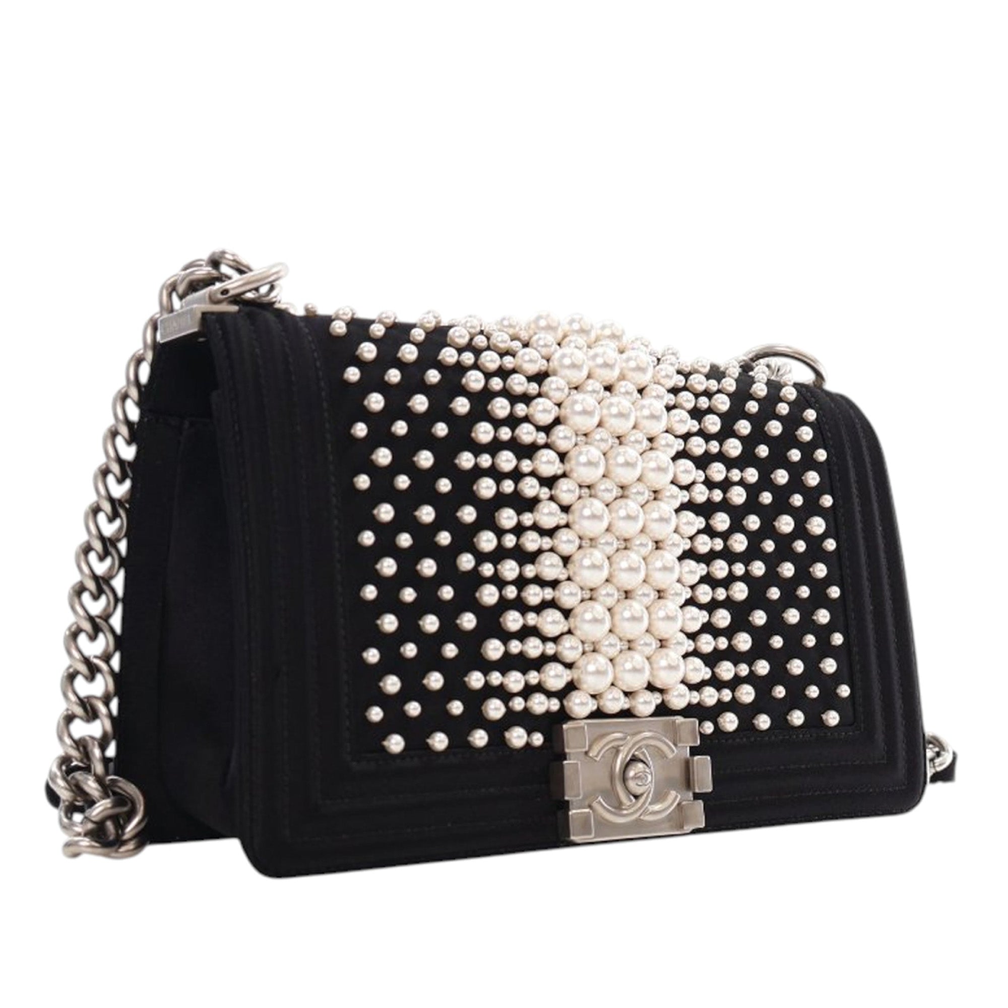 Old Medium Satin Pearl Embellished Boy Flap